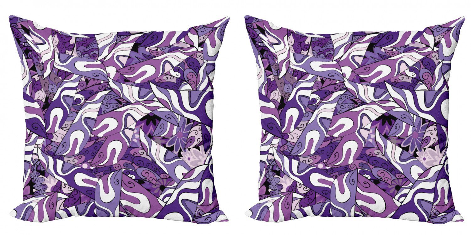 Kissenbezüge Modern Accent Doppelseitiger Digitaldruck, Lilac Motive Dunkelviolett Abakuhaus (2 Strokes Stück)