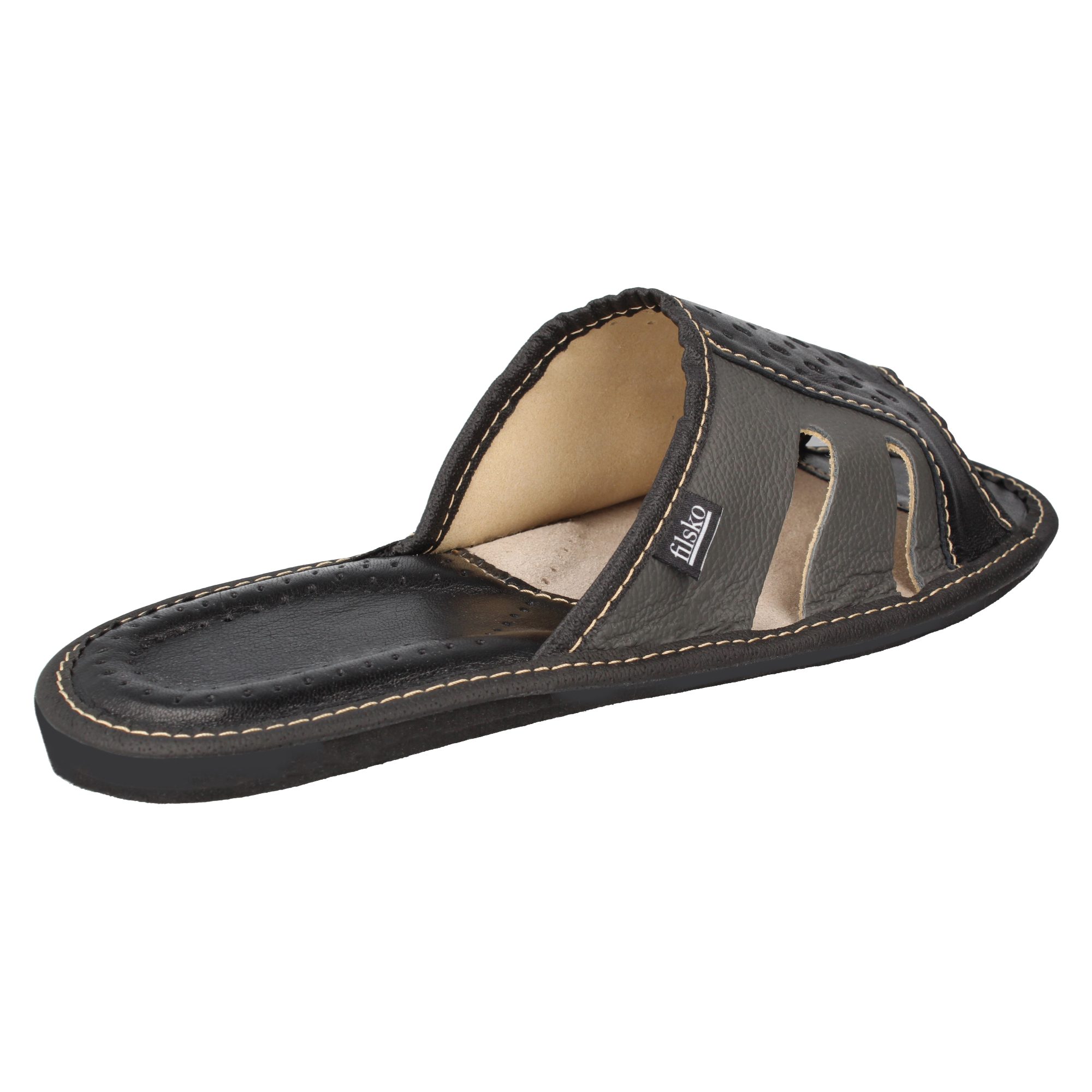 filsko Rimini Elegante Leder Pantoletten für Herren Hausschuh