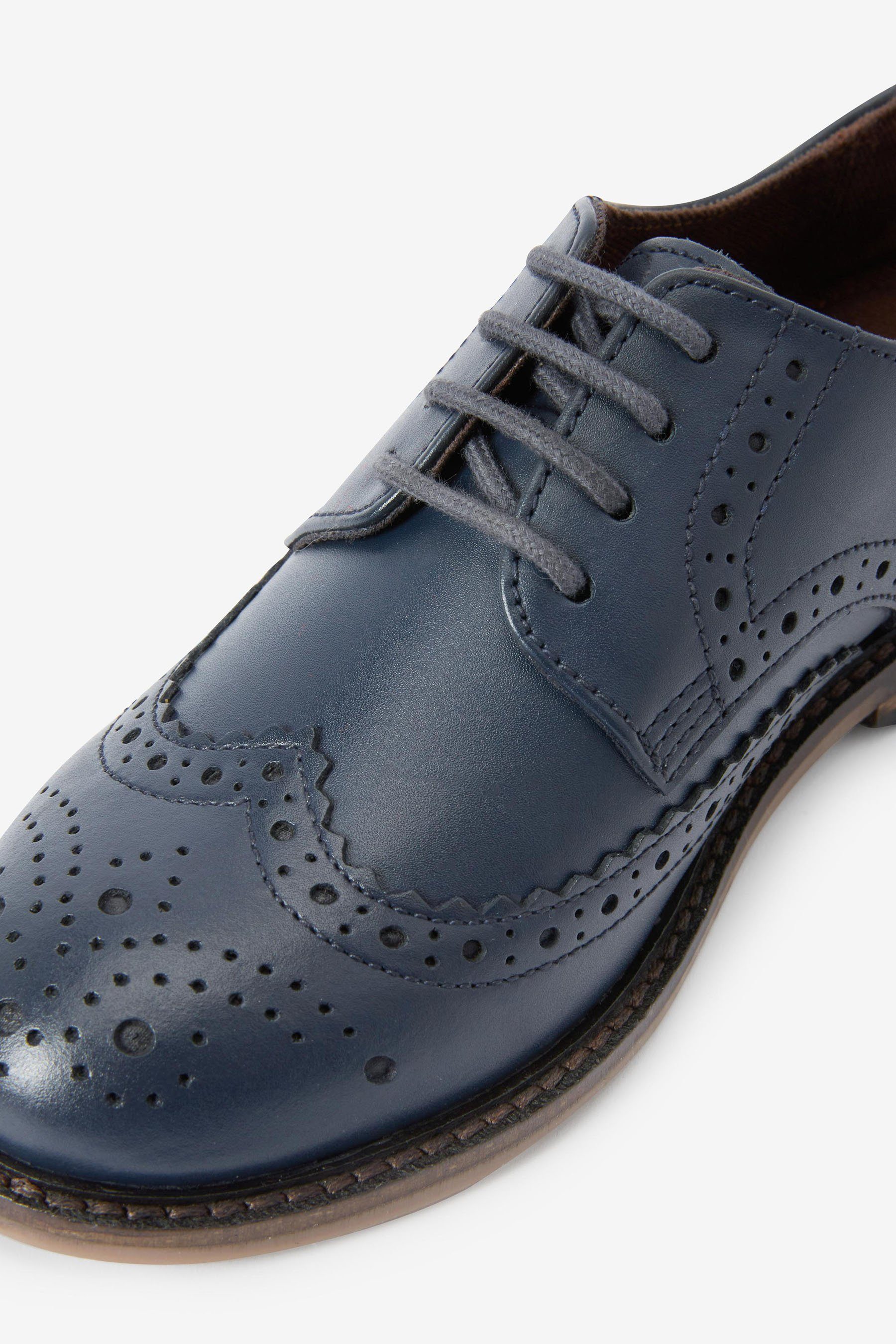 (1-tlg) Leder Next Navy Schnürschuh Brogue aus