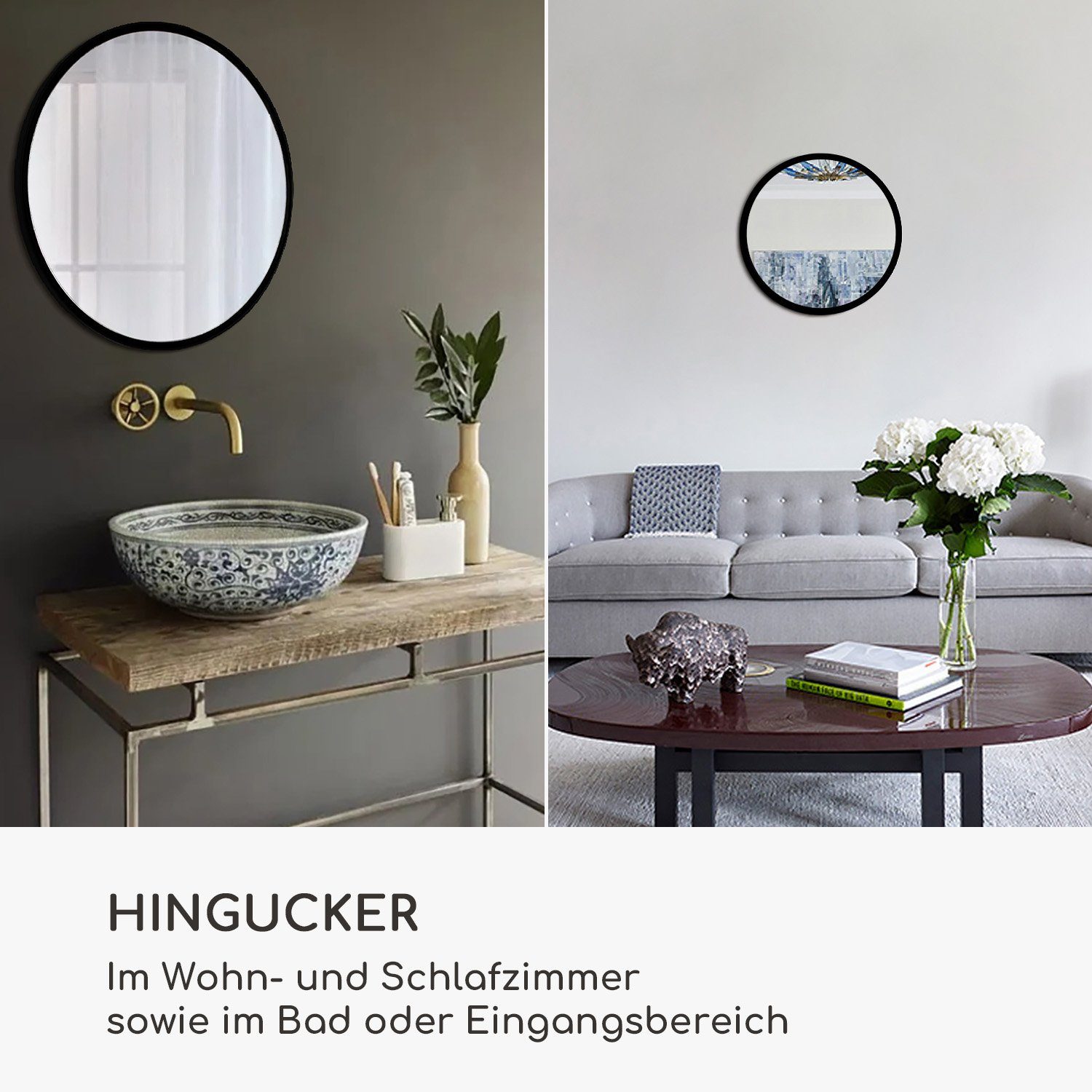 Casa Chic Spiegel Schwarz Fournier 58,8 cm | Ø Wandspiegel Schwarz