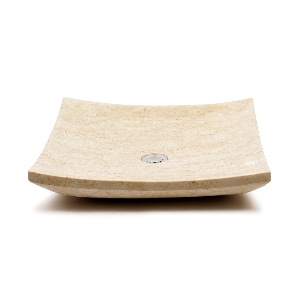 wohnfreuden Aufsatzwaschbecken Marmor Waschbecken ZEN 50 cm creme flach (Kein Set), 6_593