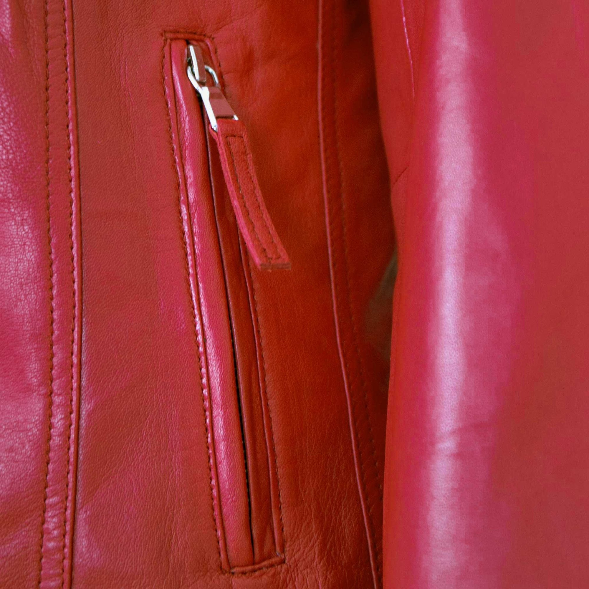 Maddox Lederjacke Diana MADDOX - Damen Lederjacke Lammnappa rot – Bild 4 von 5