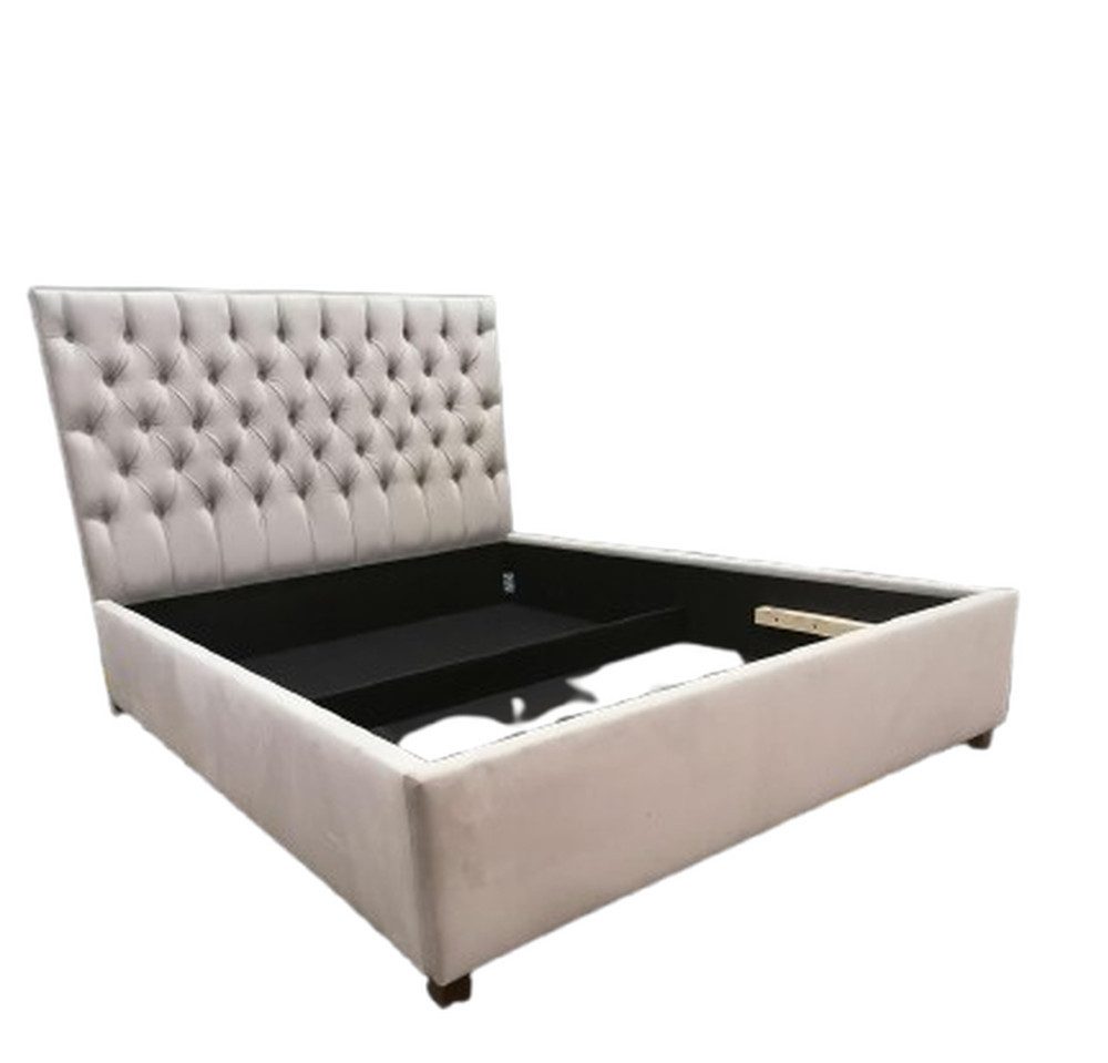 JVmoebel Polsterbett Chesterfield Doppelbett mit gepolstertem Kopfteil in Gold und Weiß (1-tlg), Made in Europa