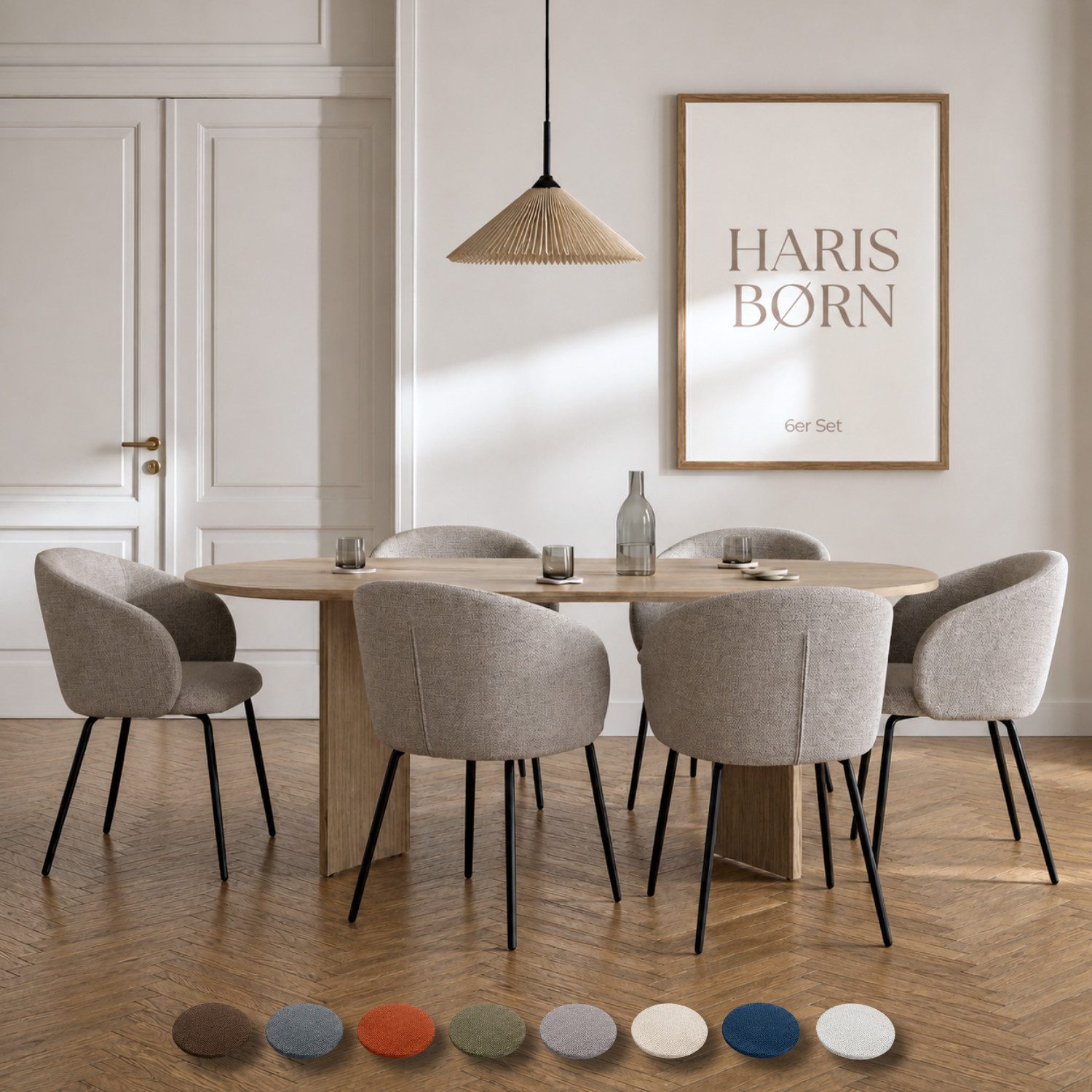 Haris Børn Esszimmerstuhl mit Armlehnen NØR - Hochwertige Polsterstühle für Esszimmer (Set, 6 St), Premium Esszimmer Stühle & Wohnzimmer Stühle