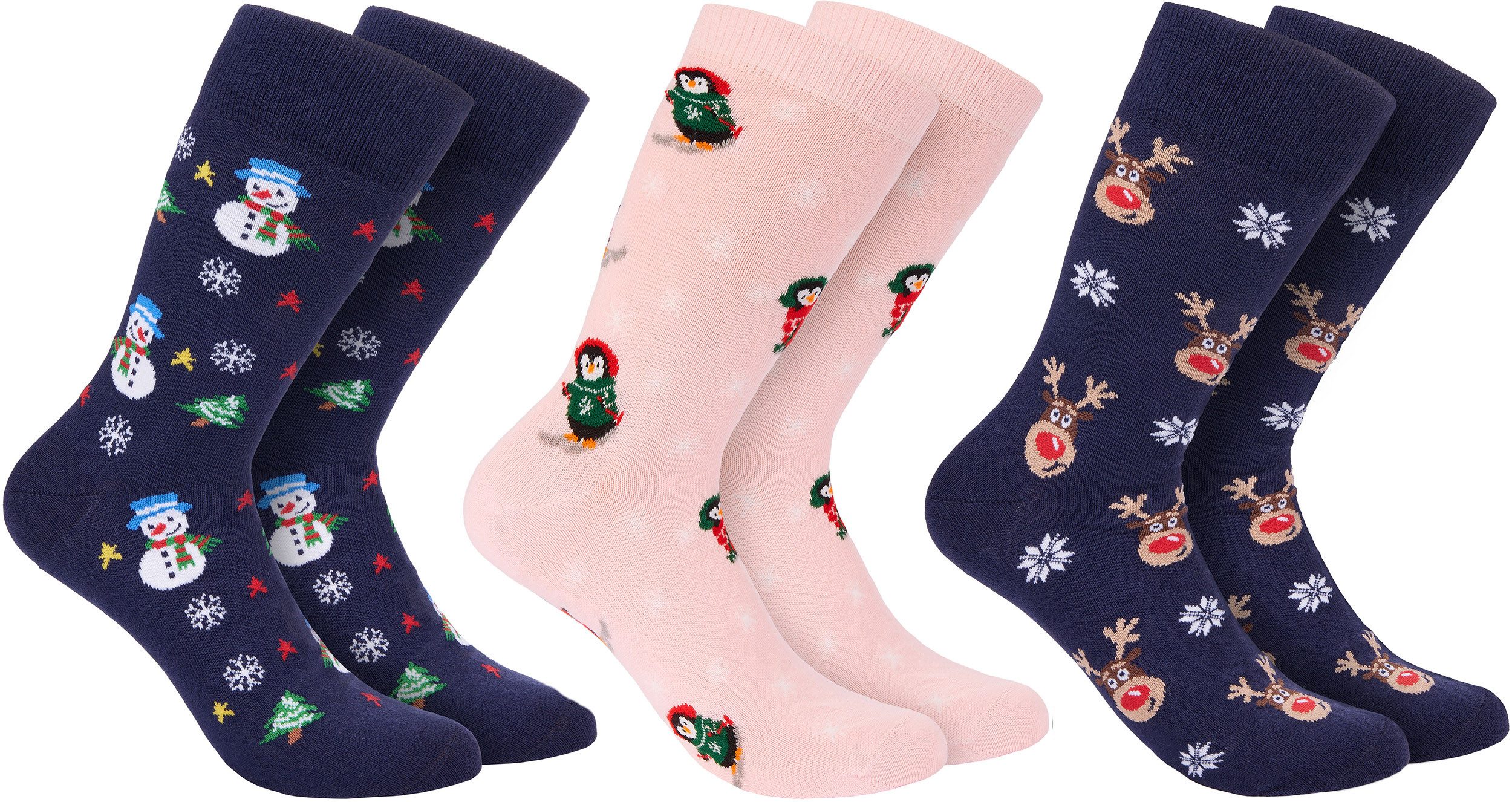 Socken 3 Paar Weihnachtssocken - Lustige Socken für Damen und Herren