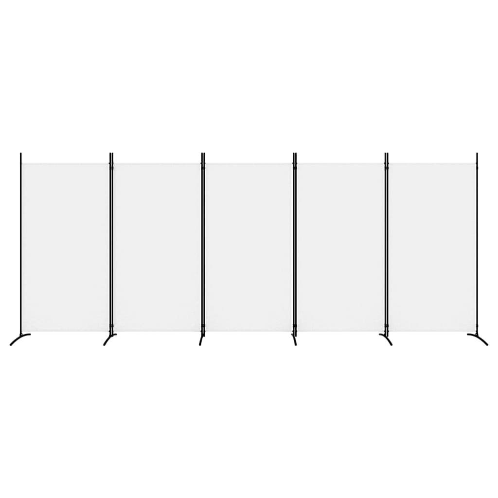 furnicato Raumteiler 5-tlg. cm Paravent Stoff 433x180 Weiß