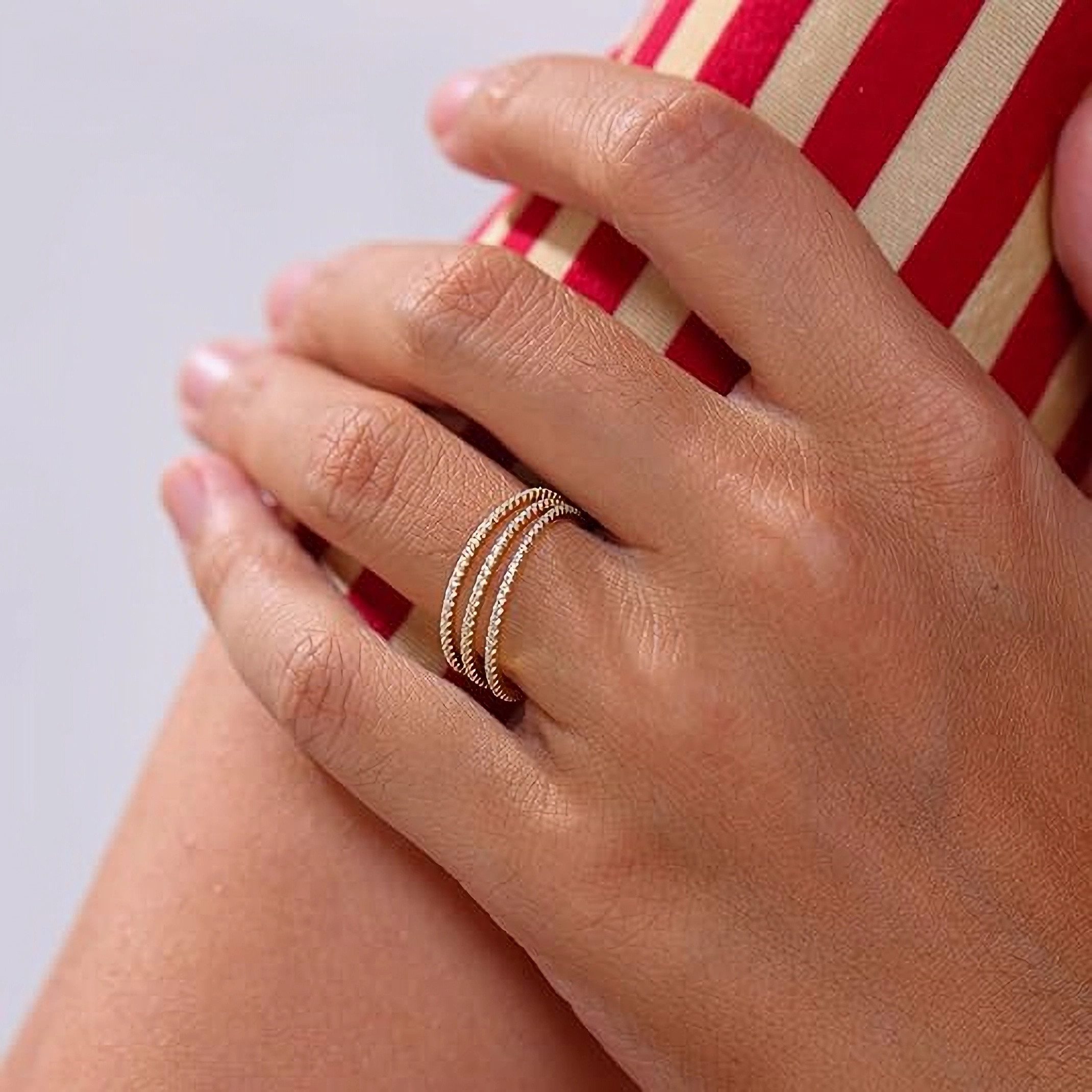 Jumpeak Diamantring Exquisiter Dreifachring, Ewigkeitsring aus 14 Karat Gold, als Ehering., Kommunion Geschenk,Hochzeitsband,Hochzeitsgeschenk