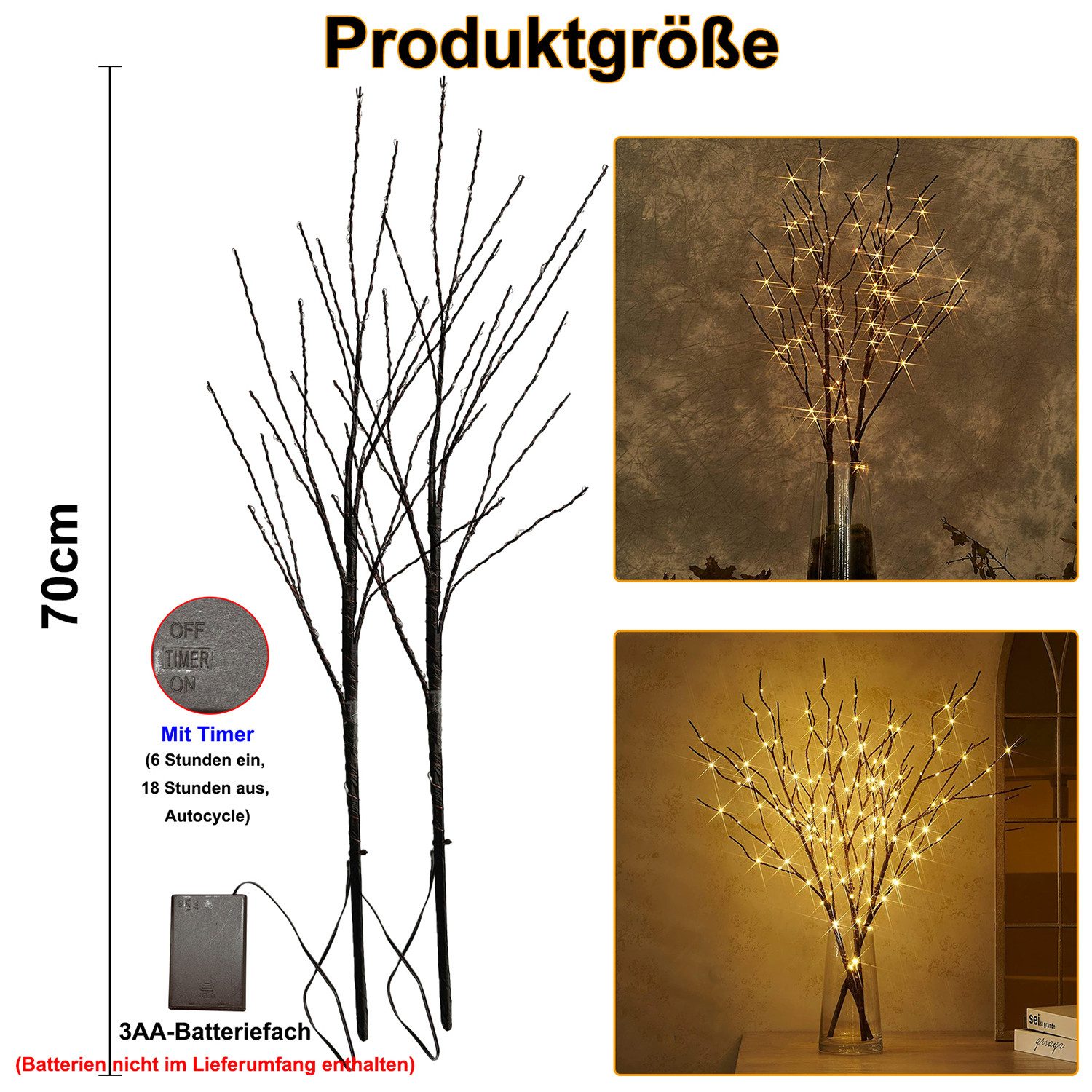 MUPOO LED-Leuchtzweig LED Leuchtzweig LED-Dekolicht Batteriebetrieben Künst günstig online kaufen