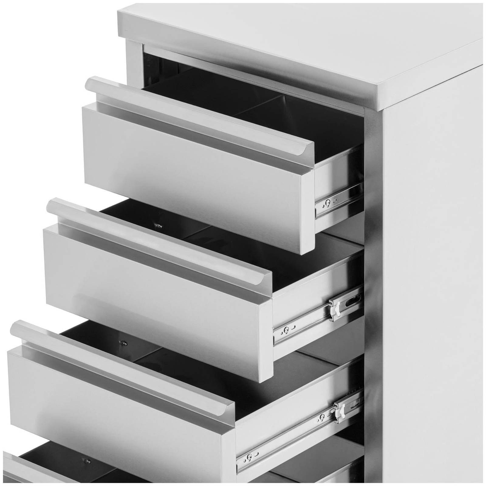 Royal Catering Vorratsschrank 60 x 50 x 87 cm Edelstahl Arbeitsschrank 4 Schubladen Gastro