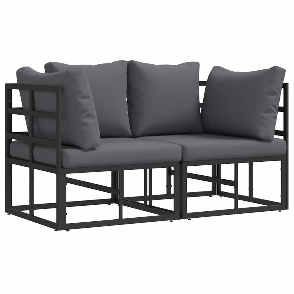 vidaXL Sofaelement Gartenmöbel 2 Stück Schwarz und Anthrazit 71,5 x 71,5 x 71 cm (2 St)
