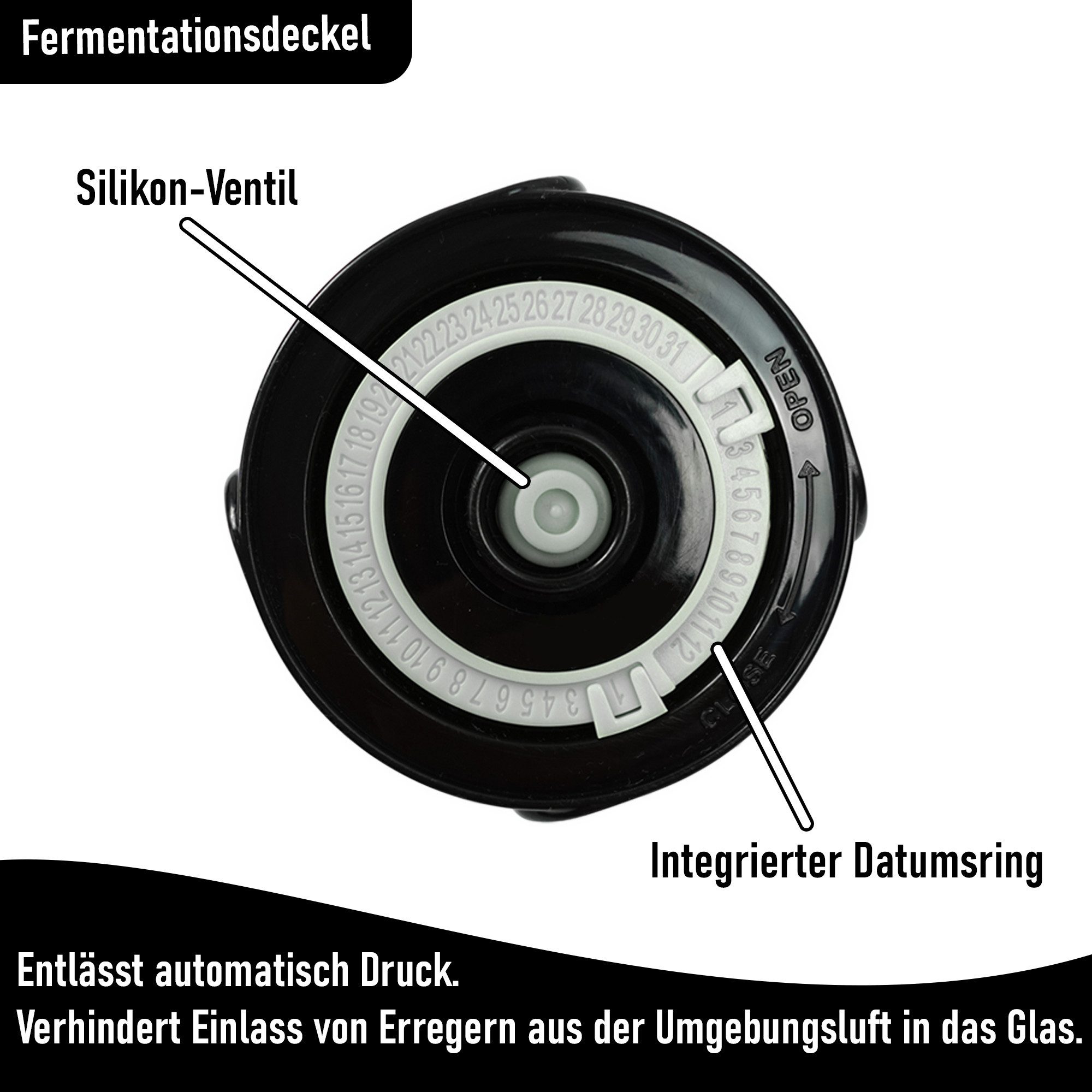 Blubberglas Fermentationsglas Erweiterungskit Zuhause Sauerkraut, Gurken, Kimchi fermentieren, (4x Glas, 4x Fermentationsdeckel, 4x Glasgewicht, 4x Schraubdeckel), Assembled in Germany