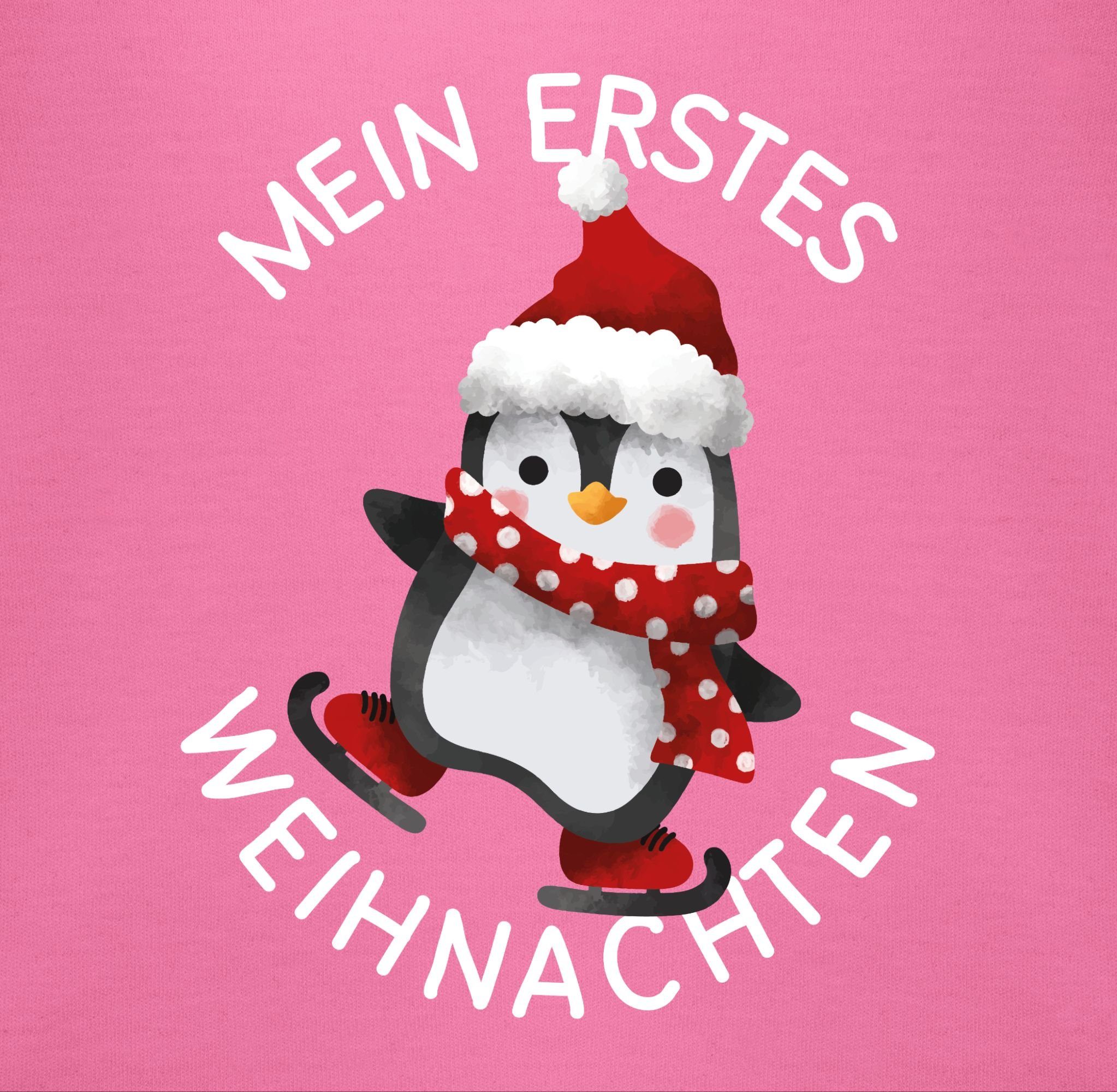 Mein Kleidung Pinguin Pink - Lätzchen 2 erstes mit Shirtracer Weihnachten weiß, Weihnachten Baby