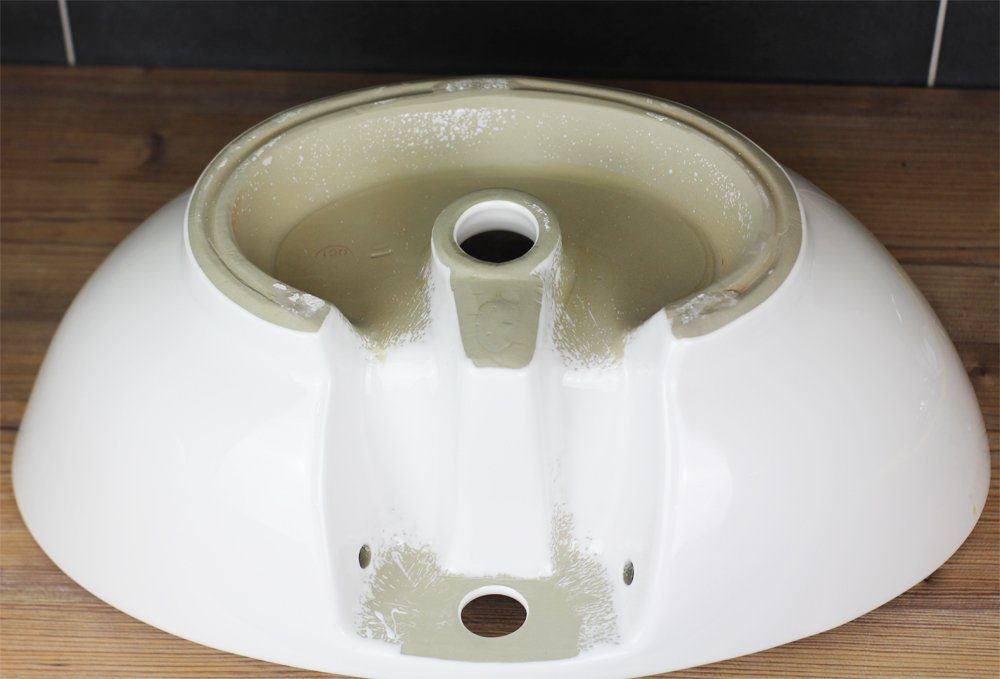 Arnusa Aufsatzwaschbecken Oval 60 x 40 cm Badezimmer Handwaschbecken Waschschale (Modernes Waschbecken), mit Überlauf – Bild 5 von 5