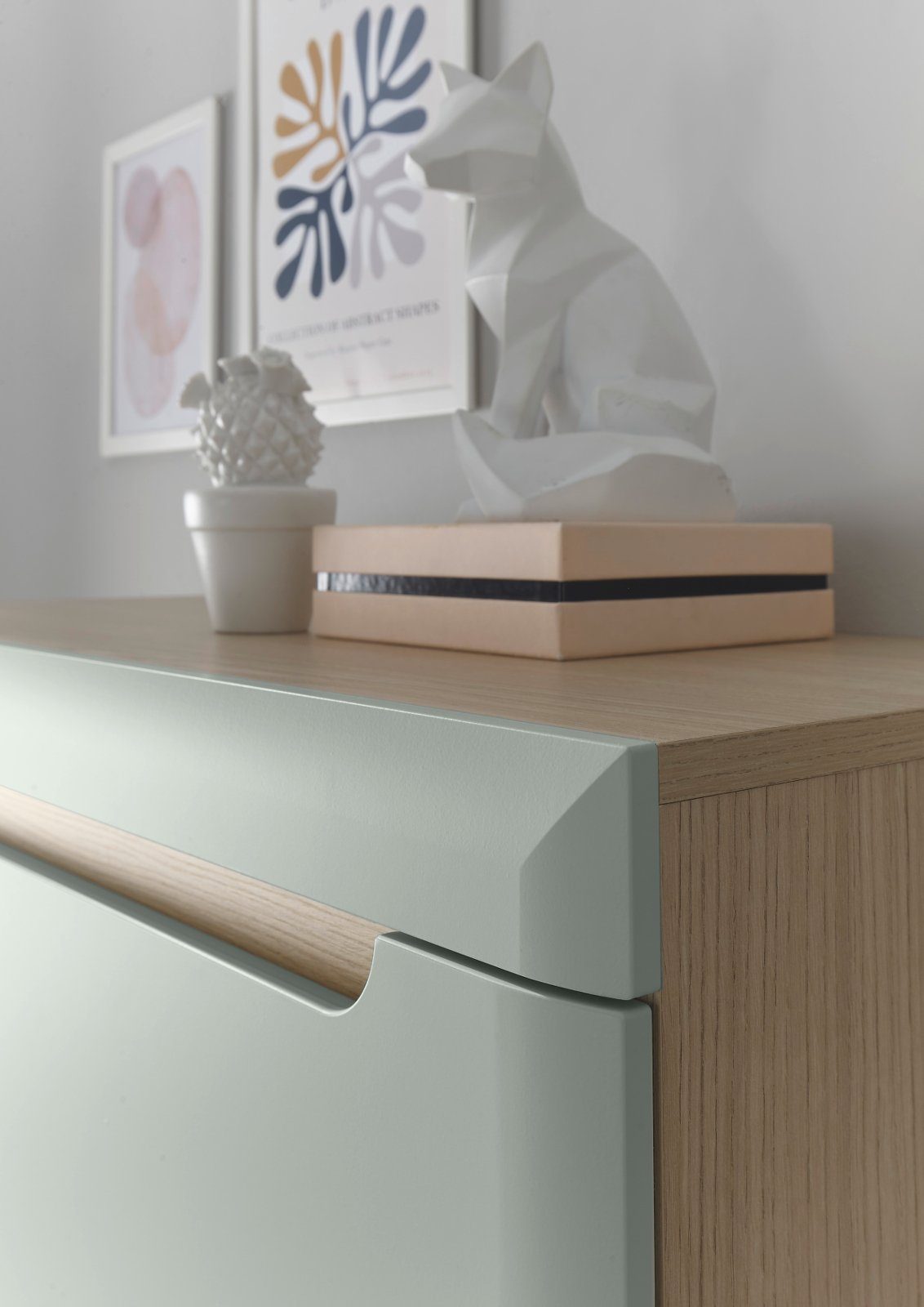 Furn.Design Couchtisch Isgard (Sofatisch in Scandi Eiche und Pistazie, 107 x 67 cm), mit Stauraum
