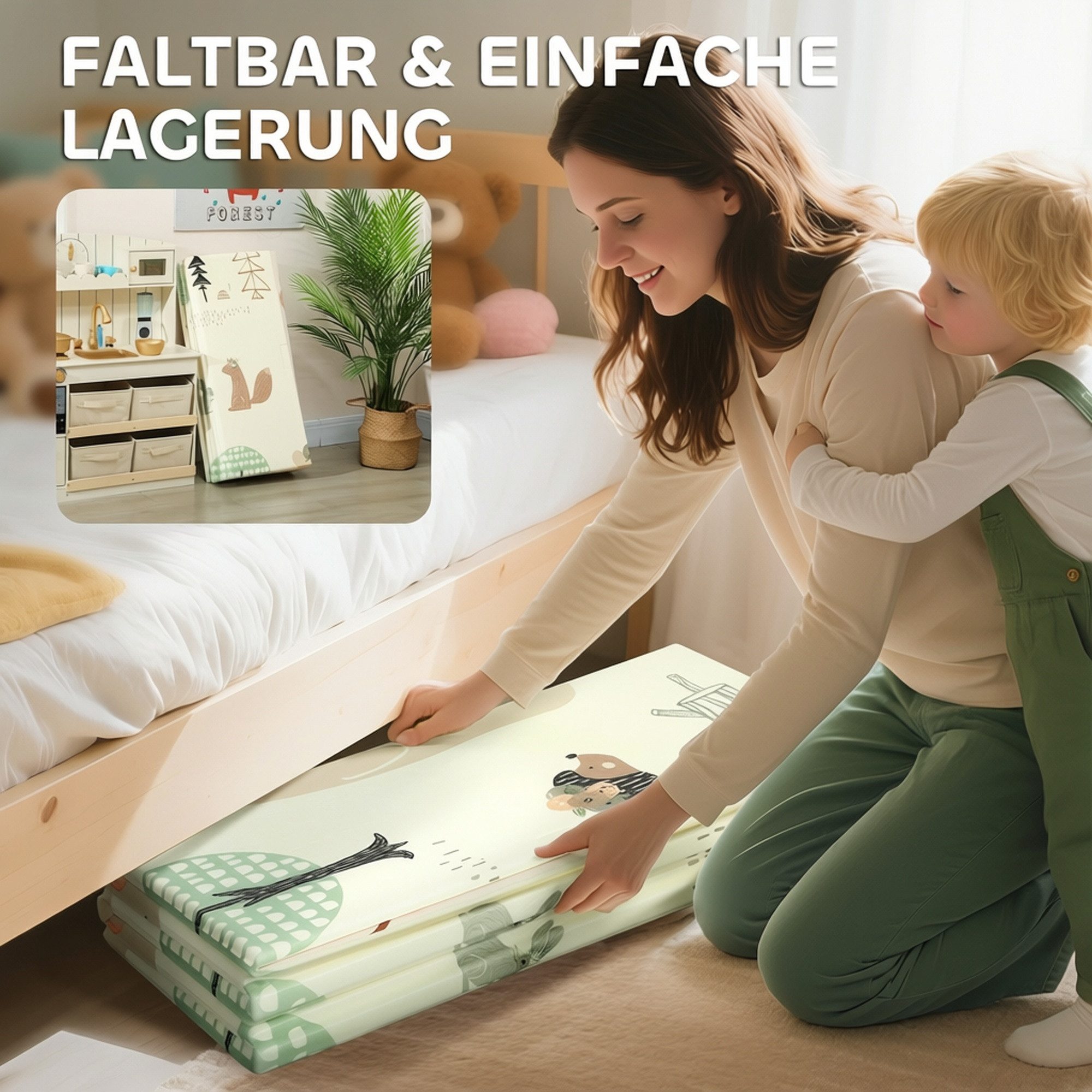 AIYAPLAY Spielmatte Spielteppich Krabbeldecke Wasserdicht für Innen & Outdoor (Spiel Matte, 1-St., Doppelseitige Krabbelmatte), 196 x 176 x 1,5 cm Mehrfarbig – Bild 5 von 5