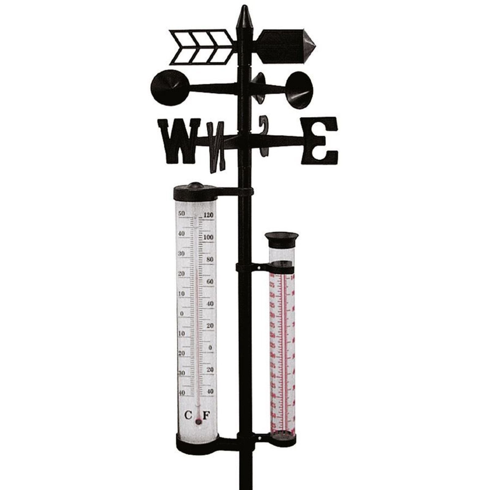 EDCO Garten Wetterstation 145cm Regenmesser Windmesser Thermometer Wetterstation