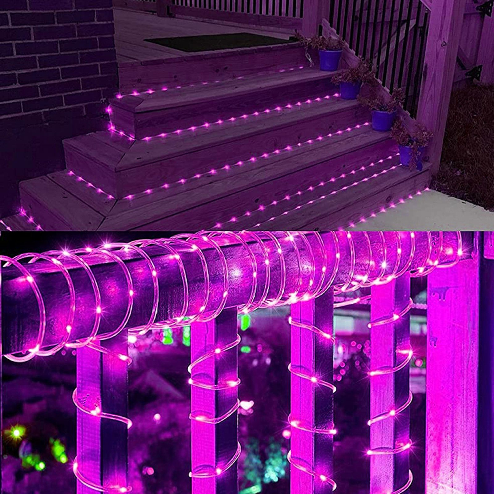 Modi, Rosa 8 wasserdicht, batterie, für Weihnachtsdeko LED-Lichterkette 50LEDs, Balkon Party, Rosnek 5M Camping