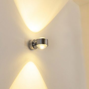 hofstein Wandleuchte »Berga« LED Wandlampe aus Metall/Glas in chrom, 3000 Kelvin, mit Lichtkegel, 600 Lumen, Innen. Up&Down-Effekt, geeignet