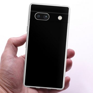 DeinDesign Handyhülle einfarbig schwarz Farbe Schwarz, Google Pixel 7a Silikon Hülle Bumper Case Handy Schutzhülle