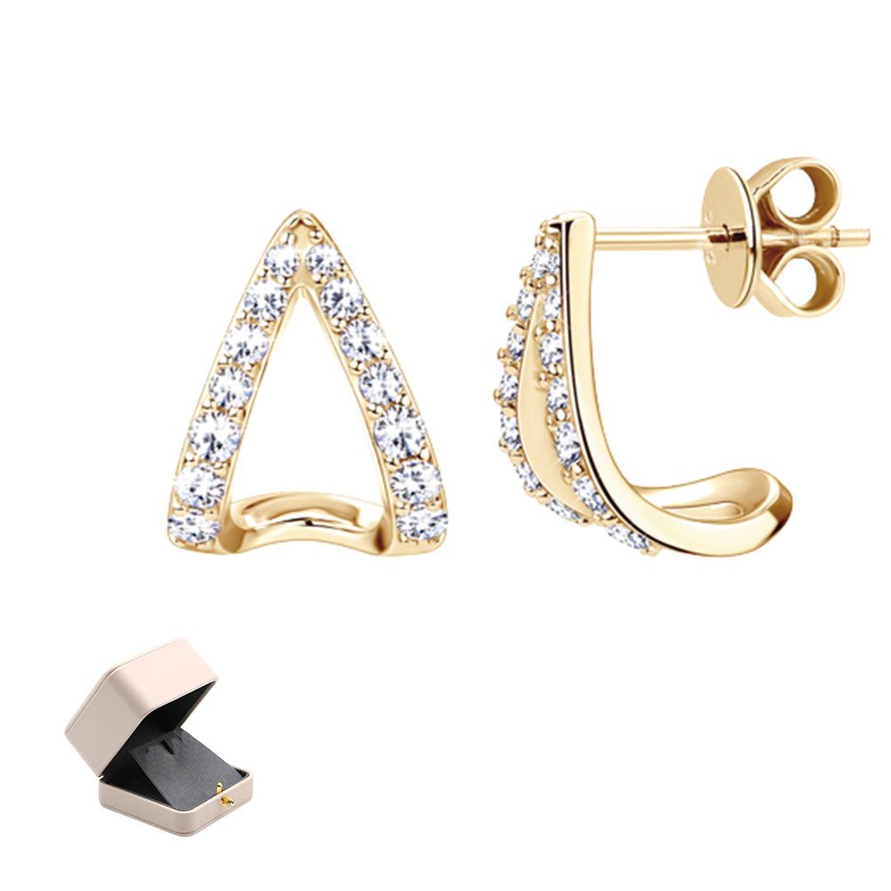 Invanter Paar Moissanit-Ohrstecker Gold Dreidimensionale Ohrhänger herzförmige 925er Silber Damen