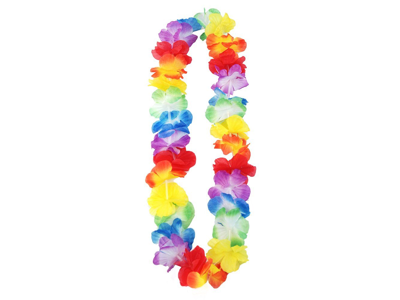 partydeco Kostüm, Hawaii Blumenkette / Hawaiikette regenbogenfarben 90cm bunt