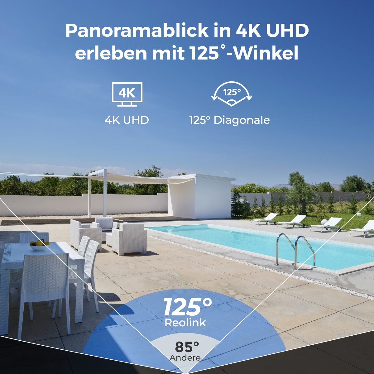 Reolink Überwachungskamera PoE Set RLK8-800V4 (Innenbereich, Außenbereich, 125° Superweitwinkel,4K 8MP, IK10 Vandalismus,Intelligente Erkennung)