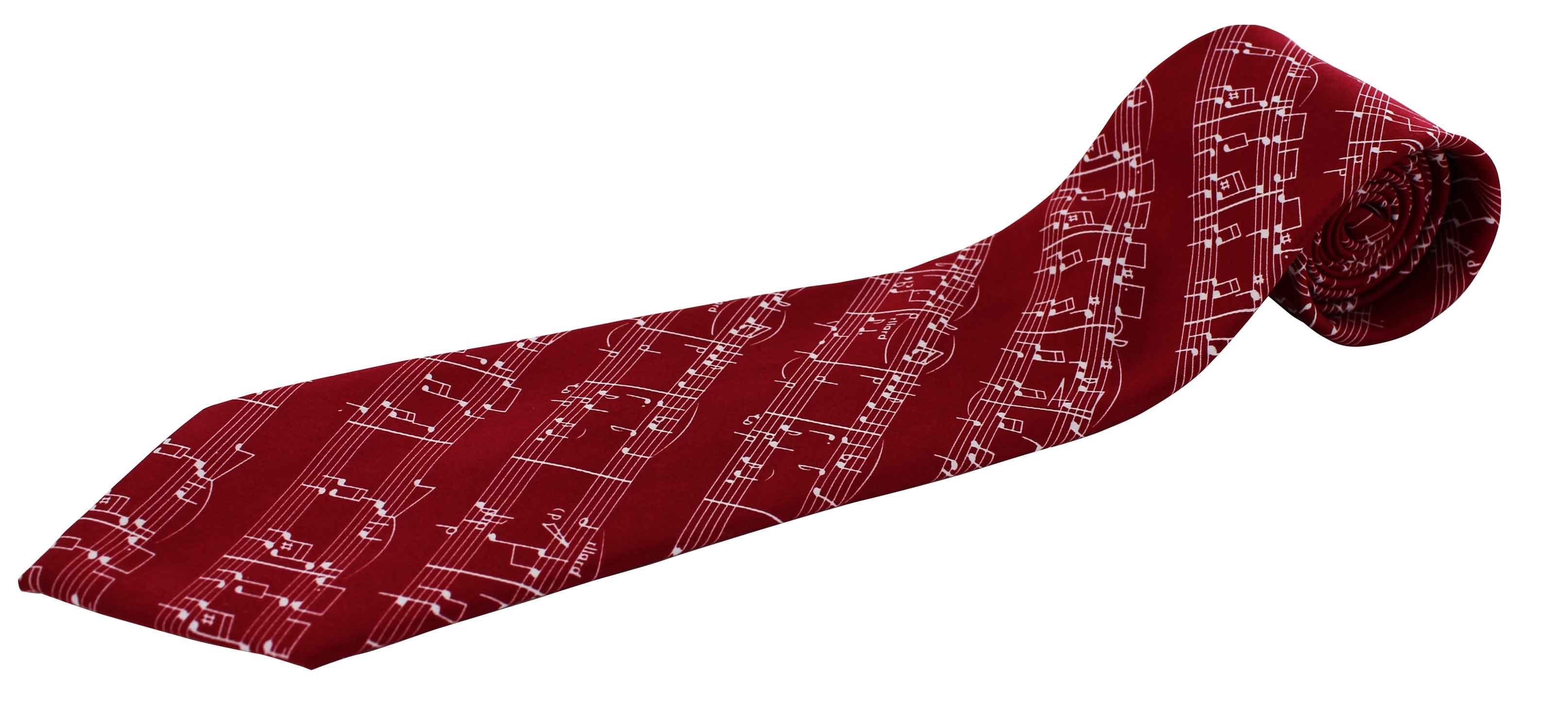 mugesh Krawatte Krawatte Notenlinien für Musiker rot/weiß