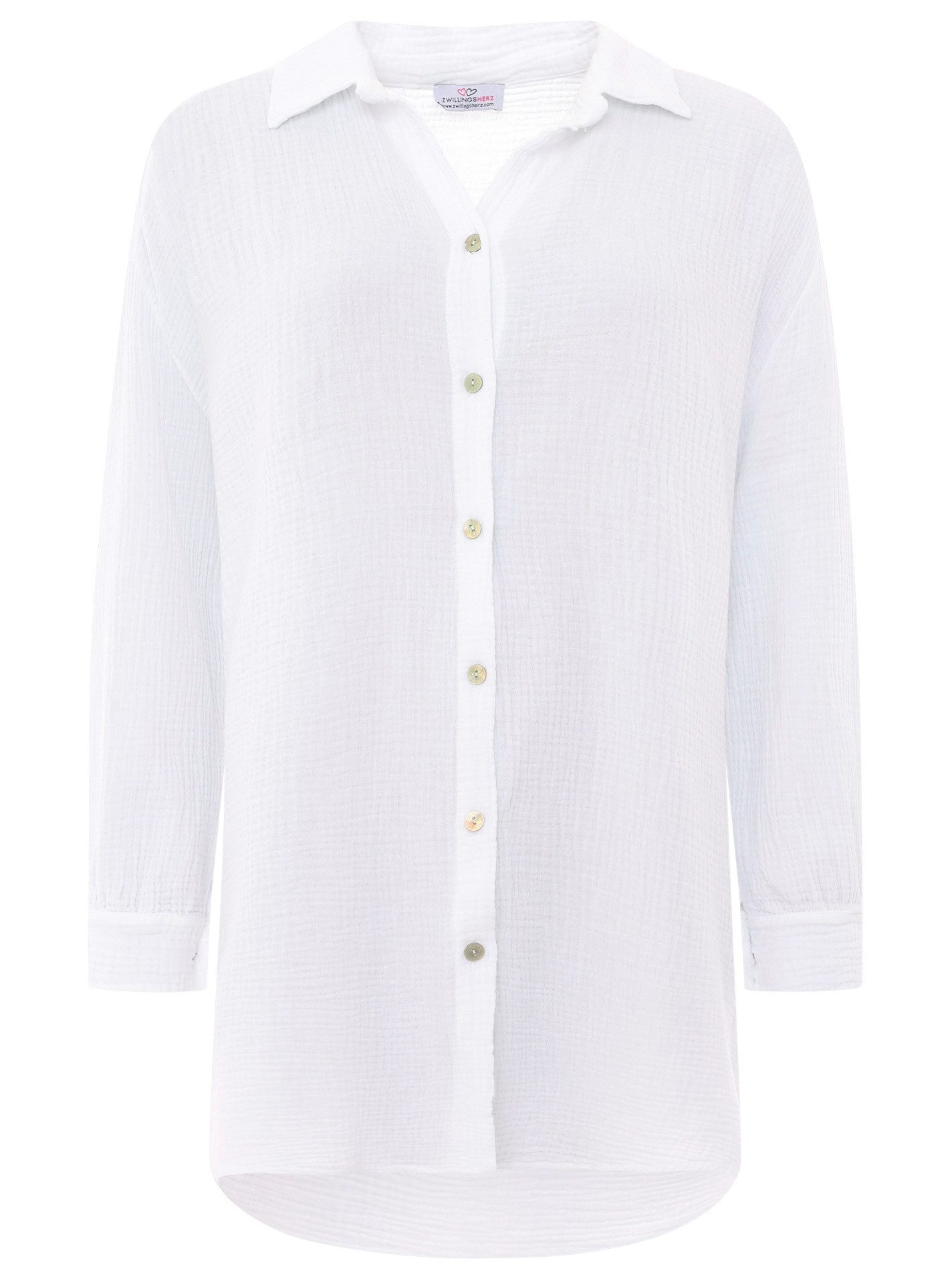 Zwillingsherz Langarmbluse "Rebecca" Knopfleiste, Musselin, Langarm, Baumwo günstig online kaufen