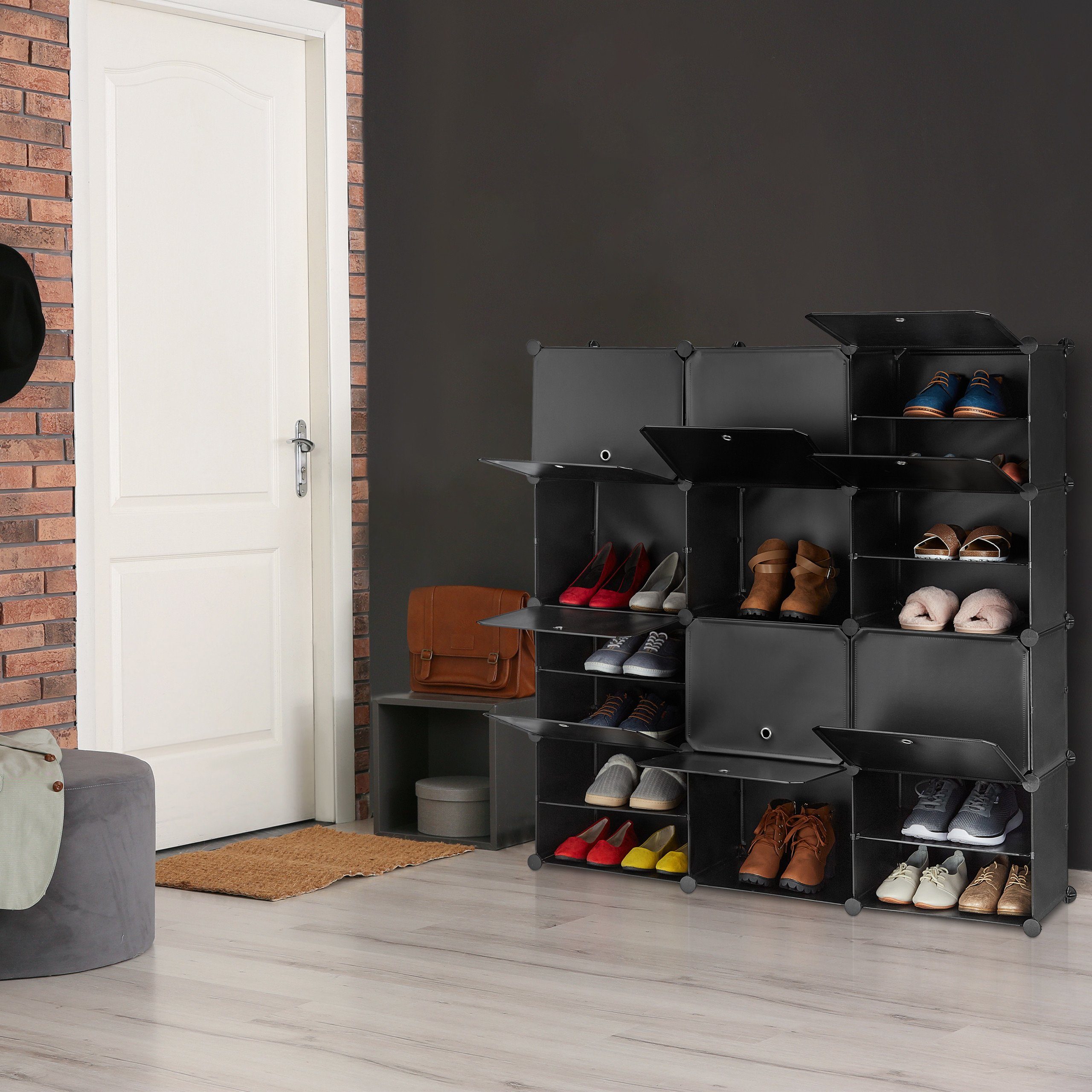 relaxdays Schuhregal Schwarzer Schuhschrank mit 24 günstig online kaufen
