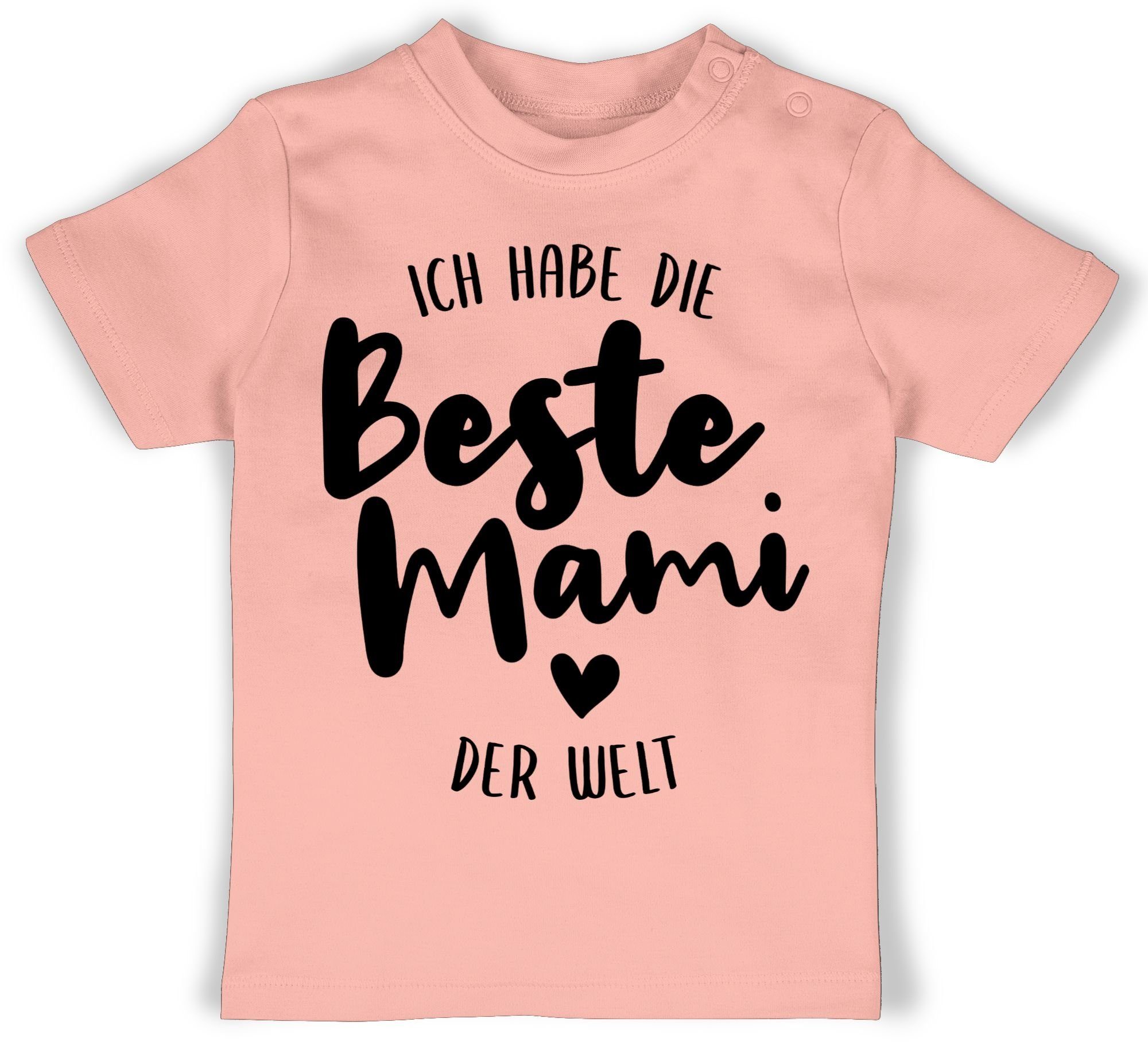 Shirtracer T-Shirt Ich habe die beste Mami der Welt schwarz Muttertagsgeschenk 2 Babyrosa