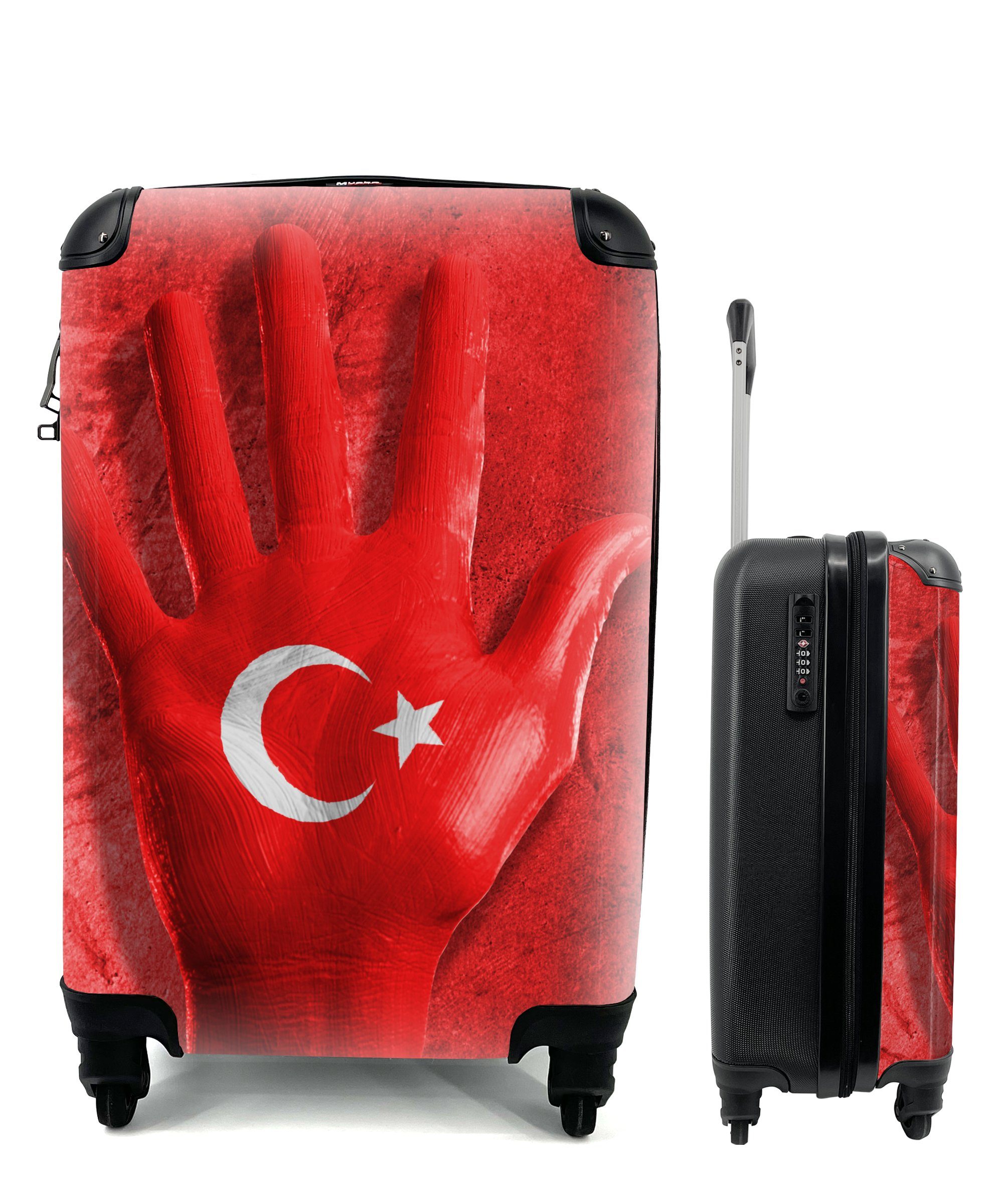 Trolley, die mit MuchoWow Handgepäck Flagge, rollen, formt Reisetasche für Reisekoffer Hand Handgepäckkoffer 4 türkische Eine Ferien, Rollen,