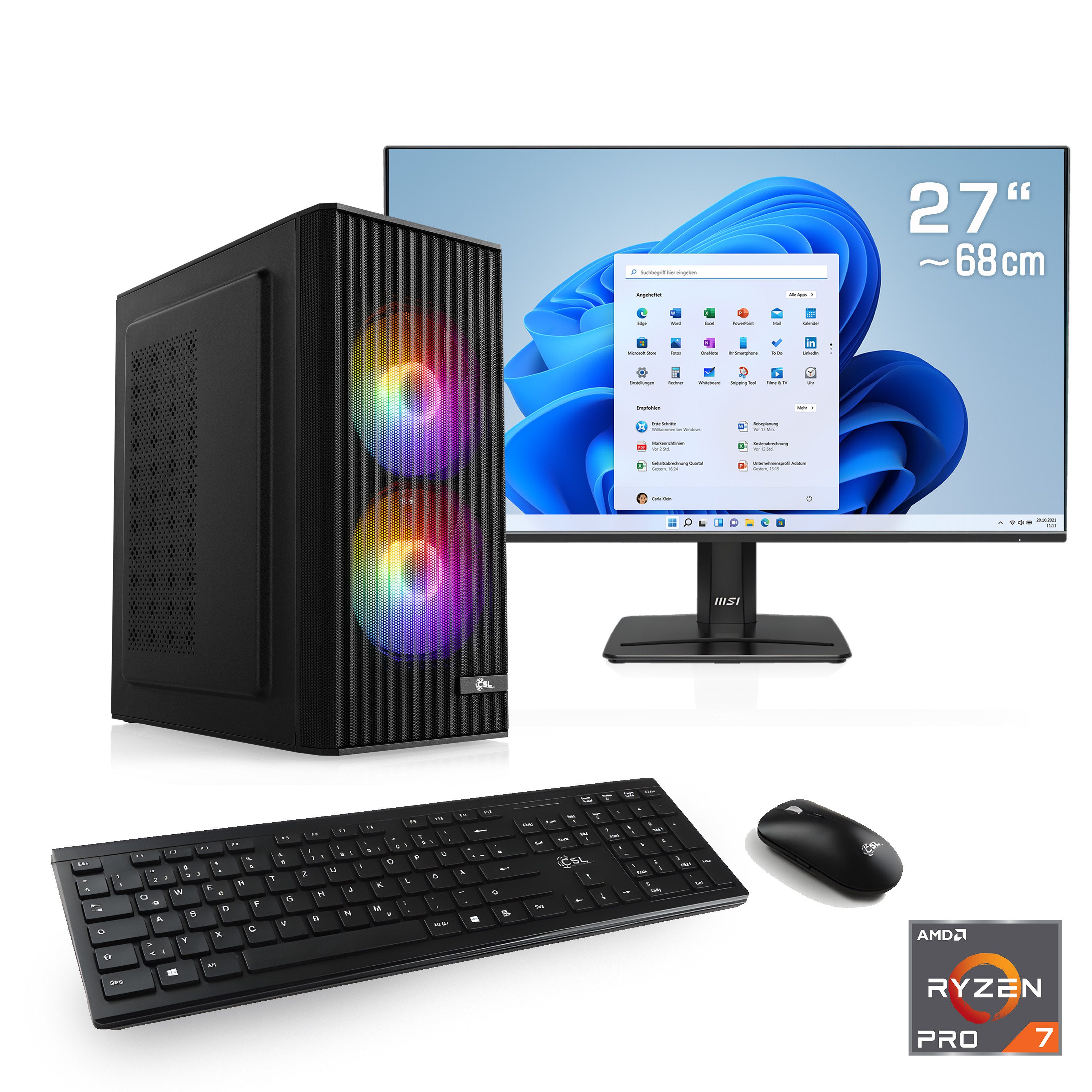 CSL Spectrum V25272 PC-Komplettsystem (27", AMD 5755G, Intel® Graphics, 4 Xe Cores, 32 GB RAM, 1000 GB SSD)