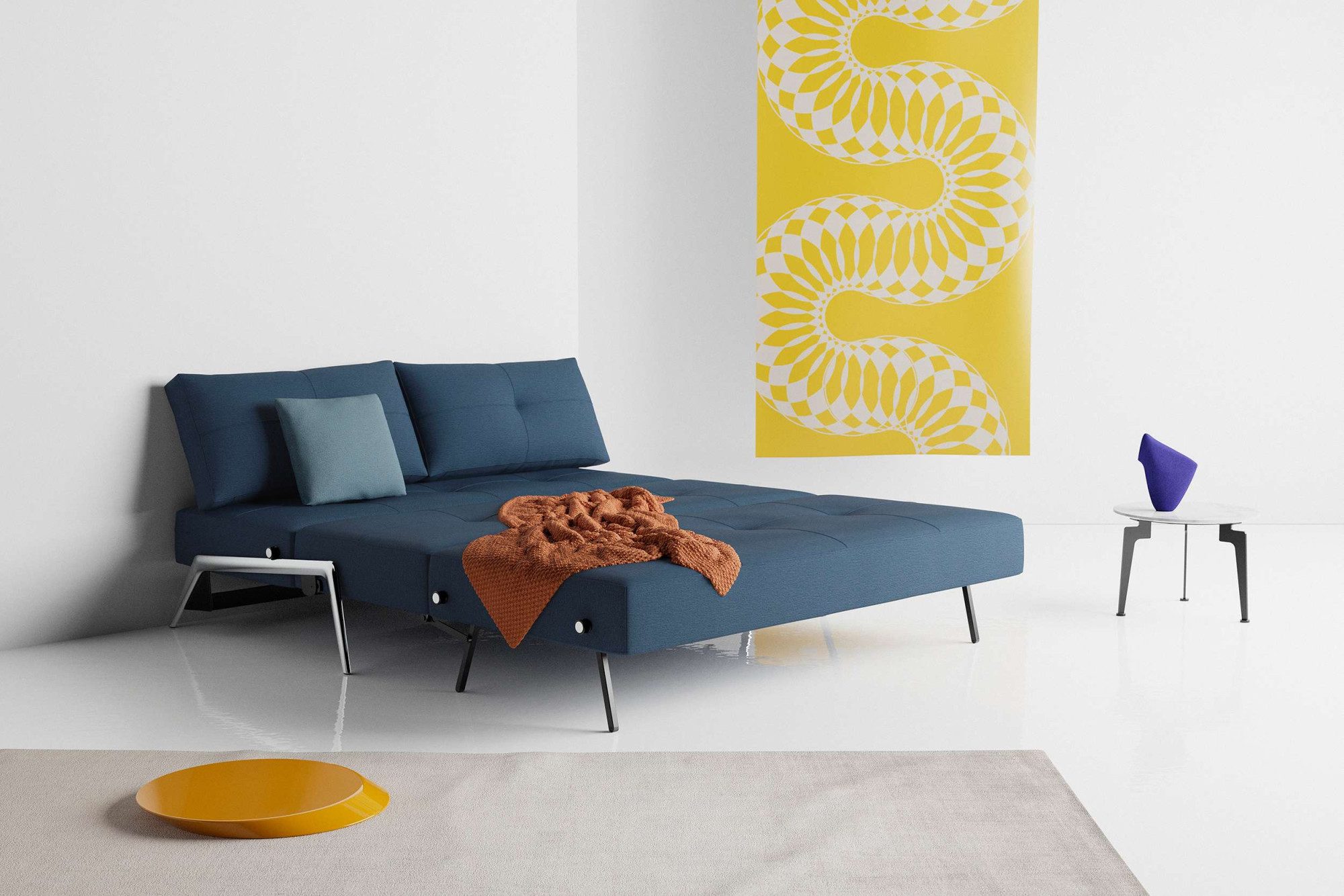 INNOVATION LIVING ™ Schlafsofa Cubed Klappsofa, hochwertige Schlaffunktion, Design und extra Komfort, Frontauszug, sehr platzsparend, abgewinkelt Sitzen, waagerecht liegen