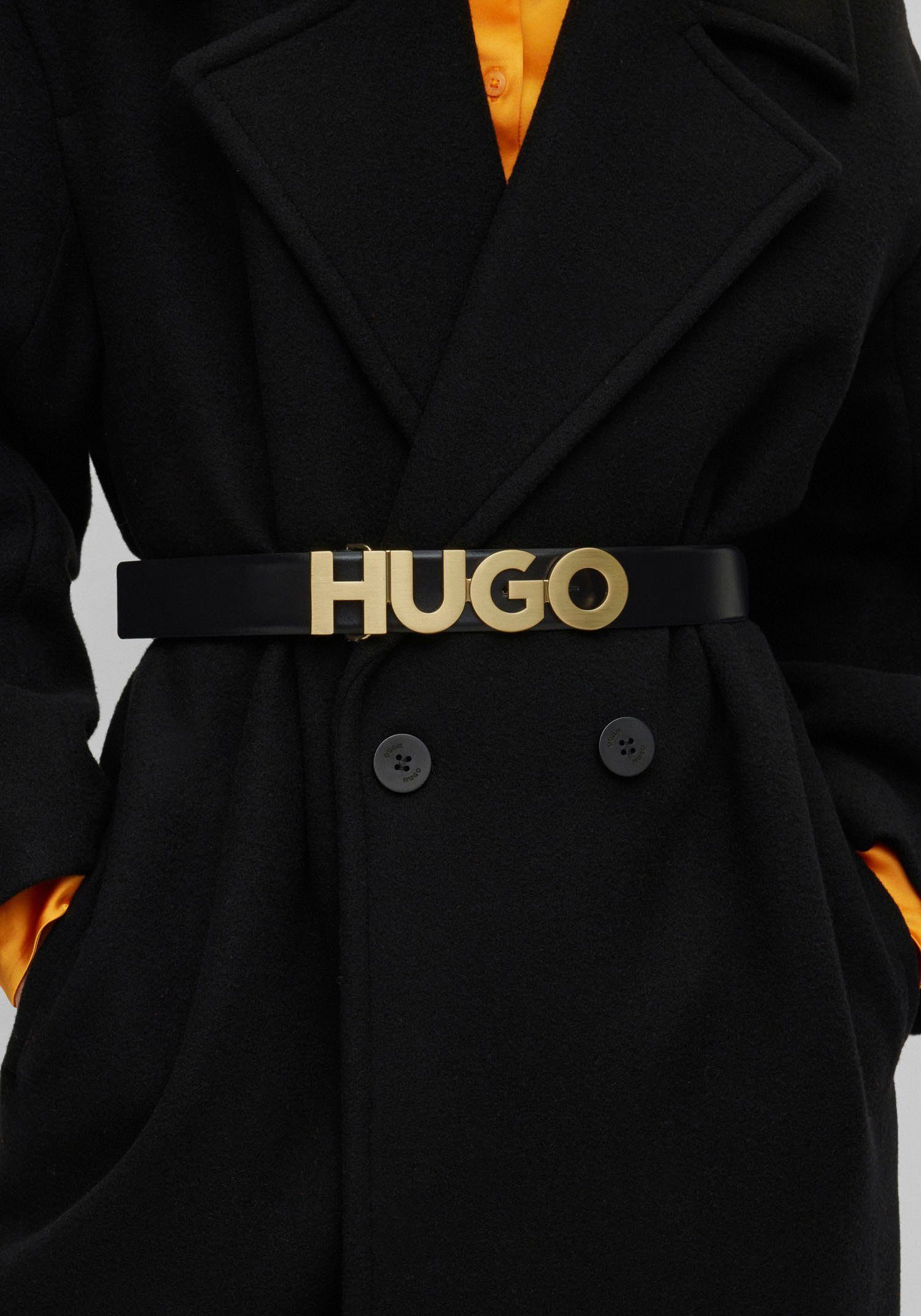HUGO Logo-Schliesse mit Ledergürtel black