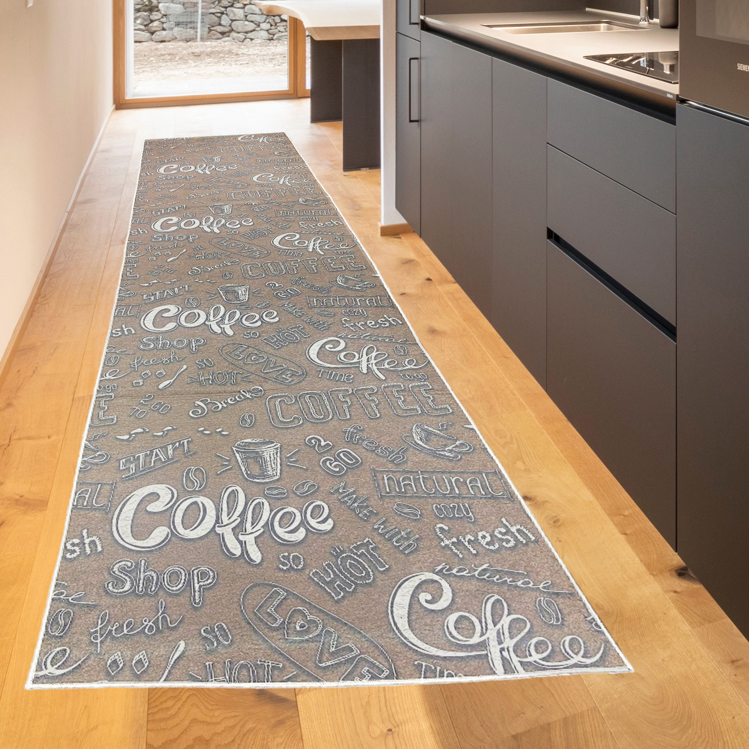 TeppichHome24 Teppich Waschbarer Küchen-Teppich mit „Coffee“ günstig online kaufen