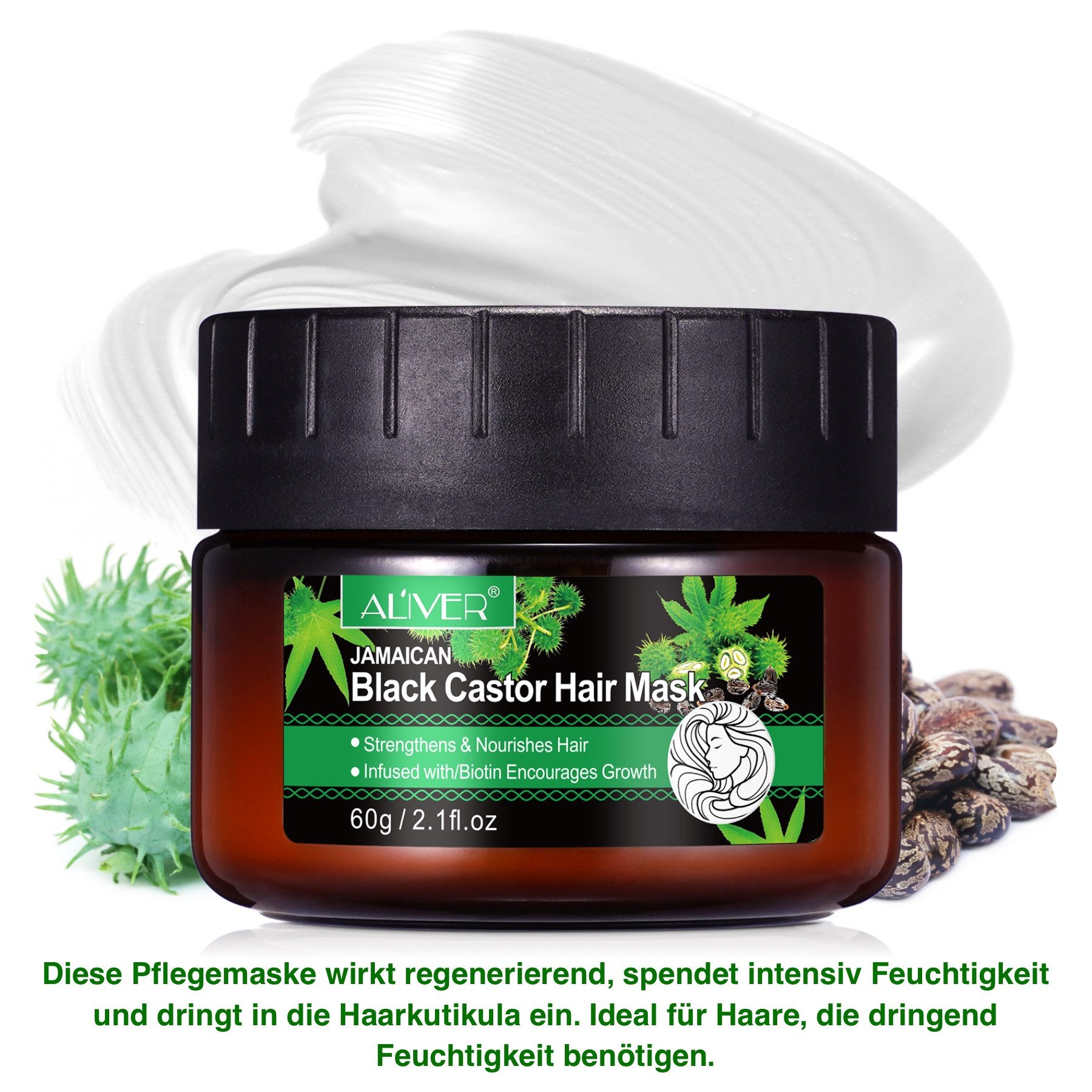ALIVER Haarpflege-Set Shampoo Conditioner Haarmaske Haaröl Rizinus Vegan