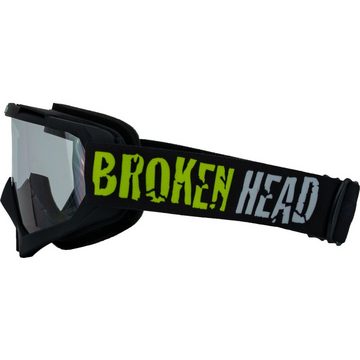 Broken Head Motorradbrille Crossbrille MX-2 Goggle Schwarz, Vorrichtung für Abreißvisiere