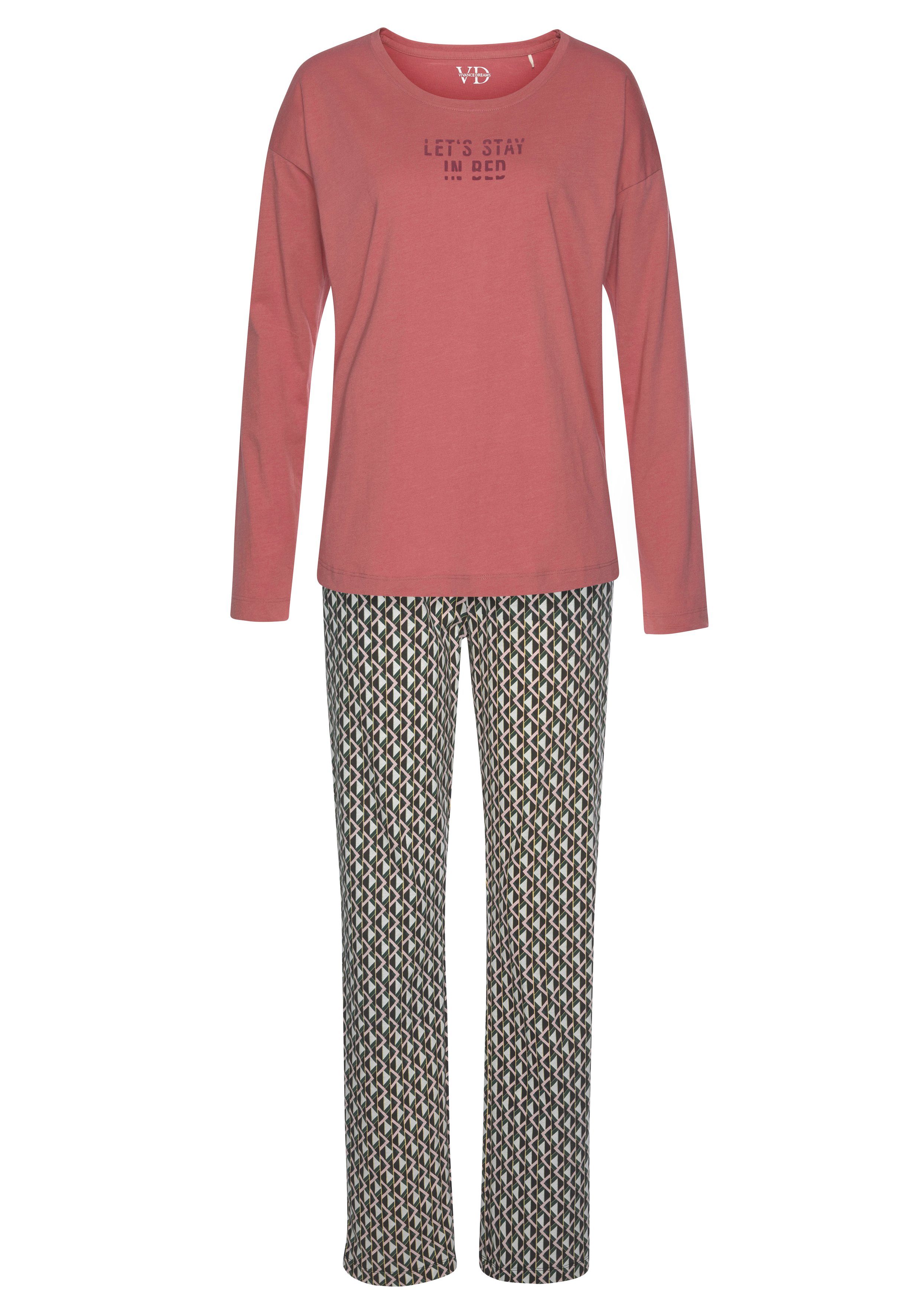Vivance Dreams Pyjama (2 tlg) mit Schriftprint und gemusterter Hose. € 39,99