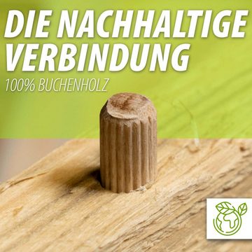 PARCO Holzdübel Riffeldübel Buchenholz Sortiment 200-Teilig
