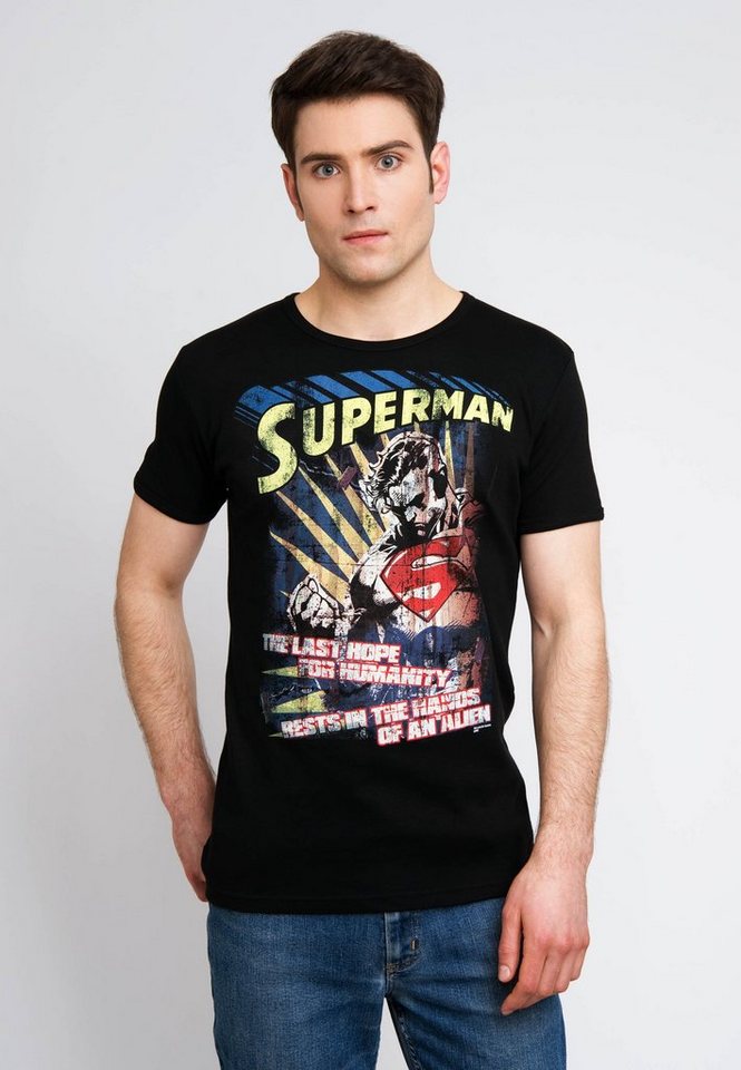 LOGOSHIRT T-Shirt Superman mit coolem Retro-Motiv