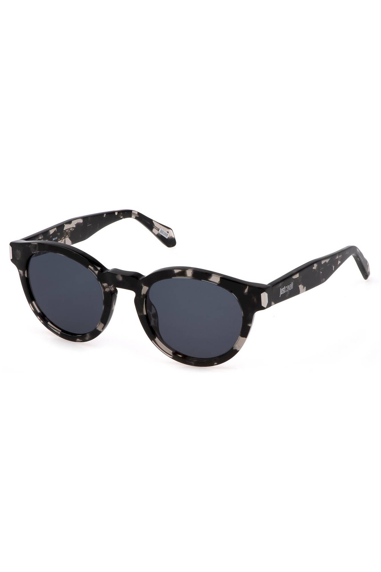 Just Cavalli Sonnenbrille Damen Sonnenbrille Schwarz, Rund, 50 mm Gläser, Kontrastdetails