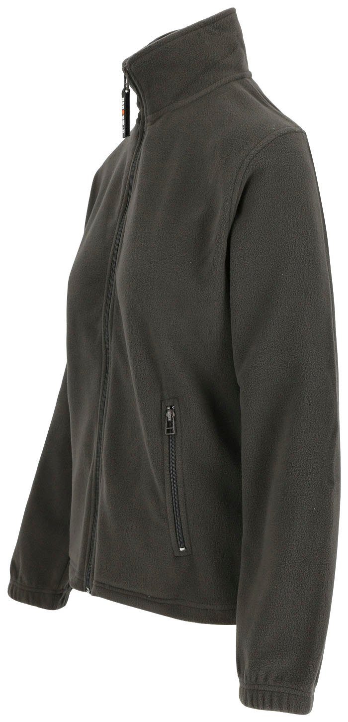 angenehm Damen Herock 2 langem grau Jacke Deva Seitentaschen, und Reißverschluss, warm, Fleece Fleecejacke Mit leicht