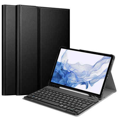 Fintie Tablet-Hülle Tastatur Hülle für Samsung Galaxy Tab S8 11 Zoll 2022 /S7 11 Zoll 2020, Keyboard Cover mit Magnetisch Abnehmbarer Deutscher Bluetooth Tastatur