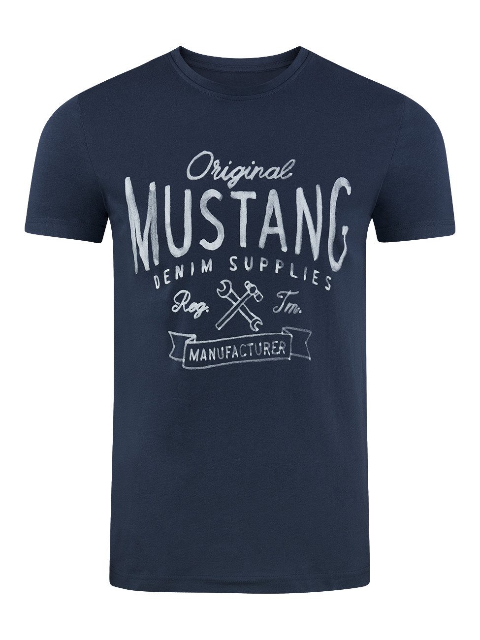 MUSTANG T-Shirt Basic Print (1-tlg) aus 100% Baumwolle