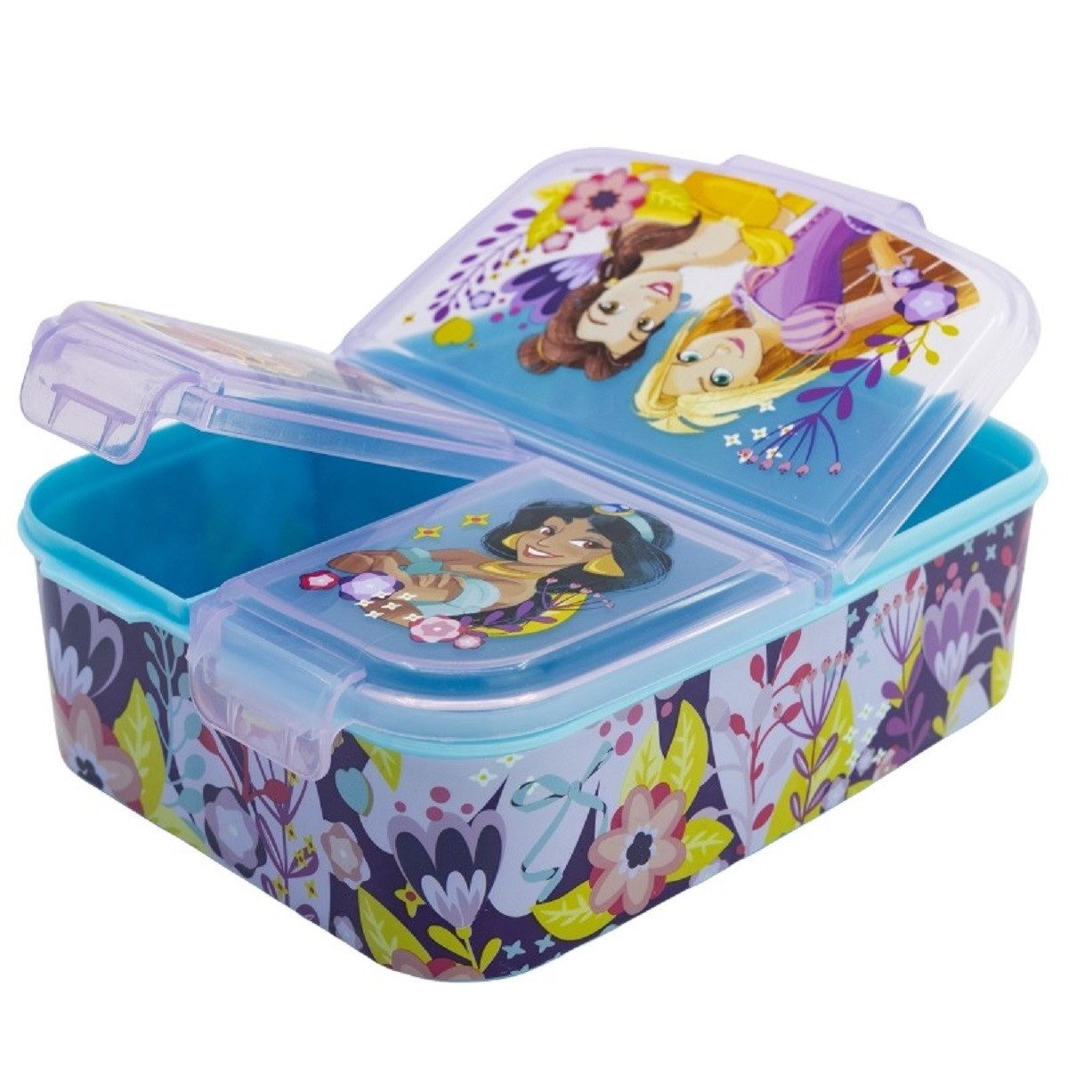 Stor Lunchbox Disney Princess Kinder Brotdose – Lunchbox mit 3 Fächern, (Lebensmittelaufbewahrungsdose, 1x Deckel, 1x Dose), Brotdose