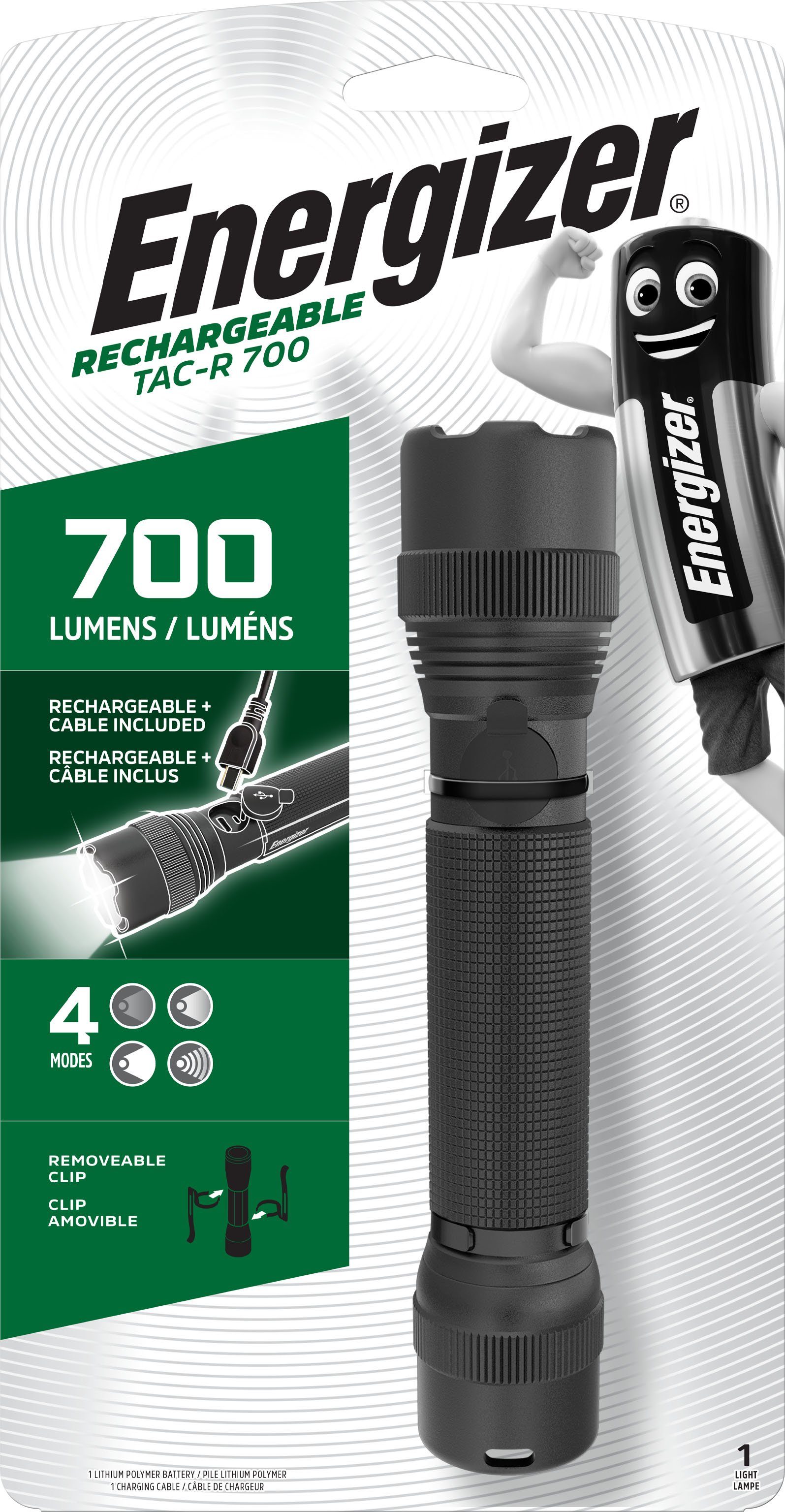 Energizer Taschenlampe Tactical Rechargeable 700 Lumen (1-St), wiederaufladbar über USB