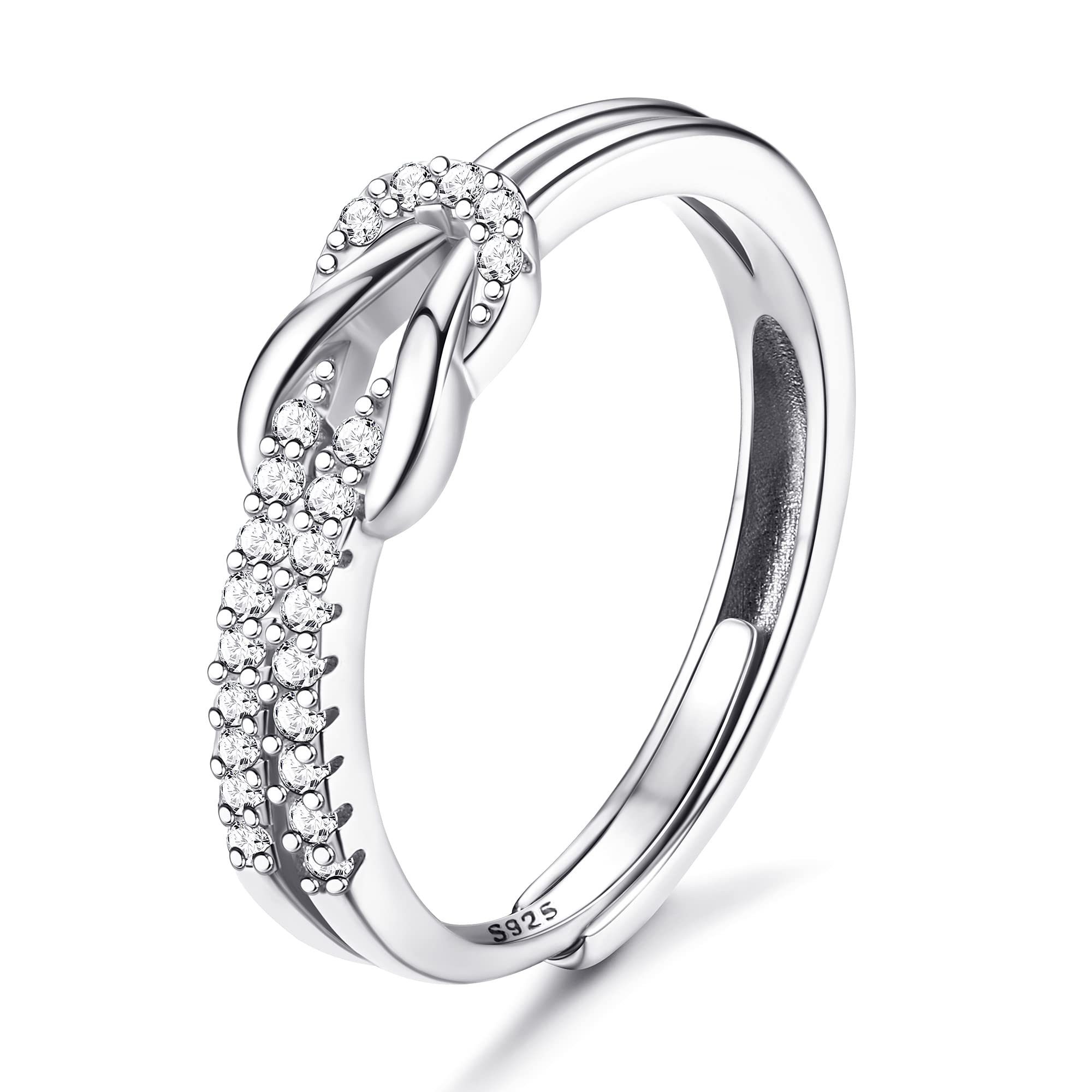 Temperament, Diamanten Mode Set Frauen offen Silberschmuck Fingerring POCHUMIDUU Ring Sterlingsilber Twisted Schößchen für weibliche aus 925er