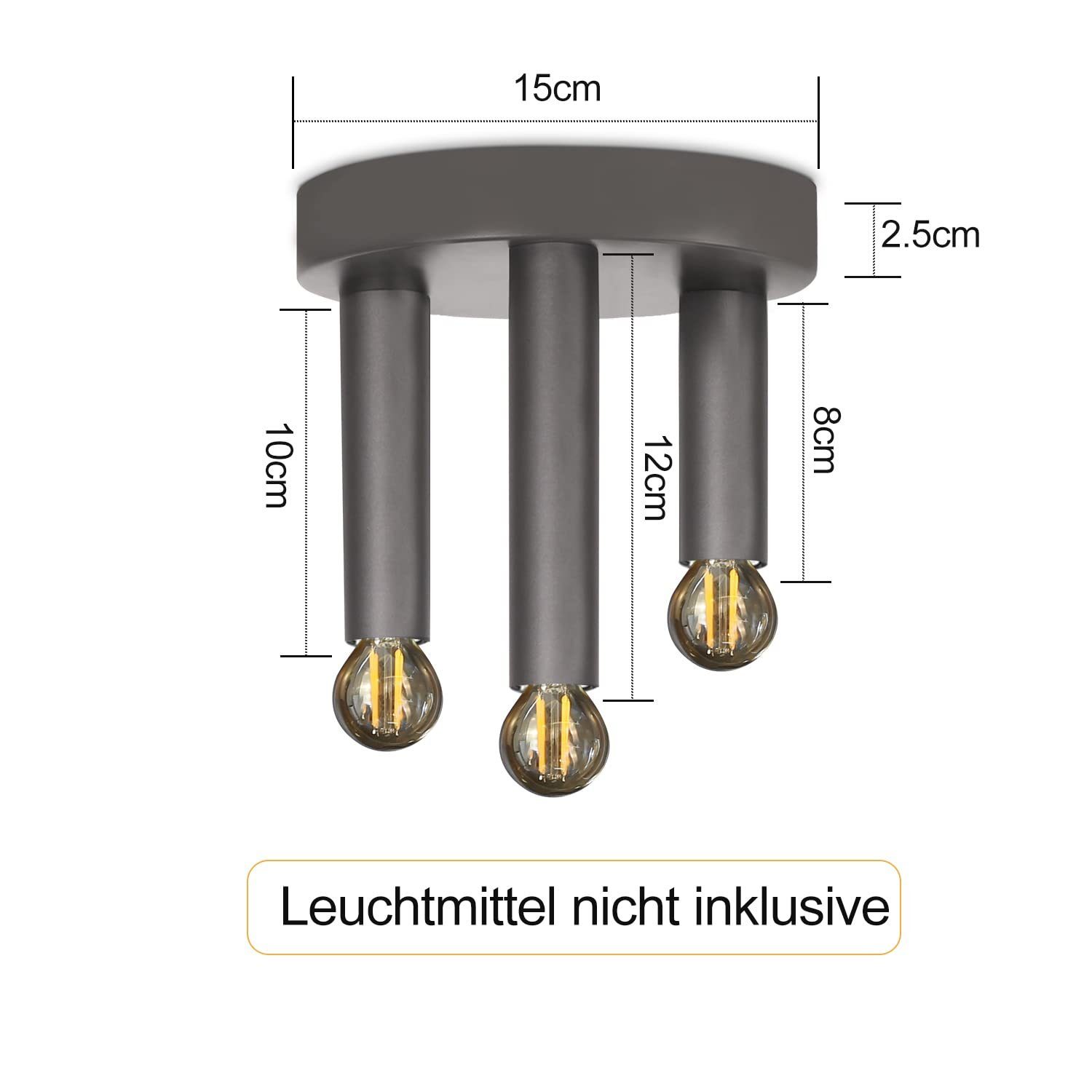 ZMH Deckenleuchte Grau Vintage E14 Industrial Metall Retro Küche Flur bar, ohne Leuchtmittel, ohne Leuchtmittel