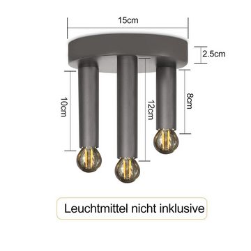 ZMH Deckenleuchte Grau Vintage E14 Industrial Metall Retro Küche Flur bar, ohne Leuchtmittel, 3 Flammig