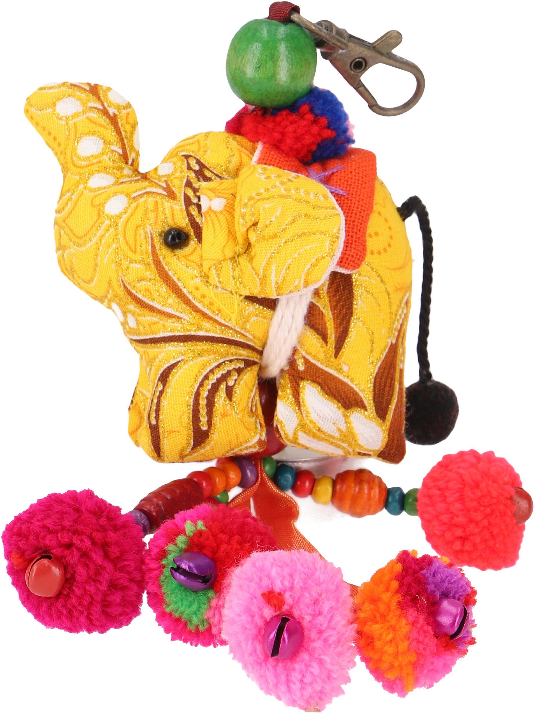 Boho.. Guru-Shop gelb Bunter Elefanten-Schlüsselanhänger, Schlüsselanhänger